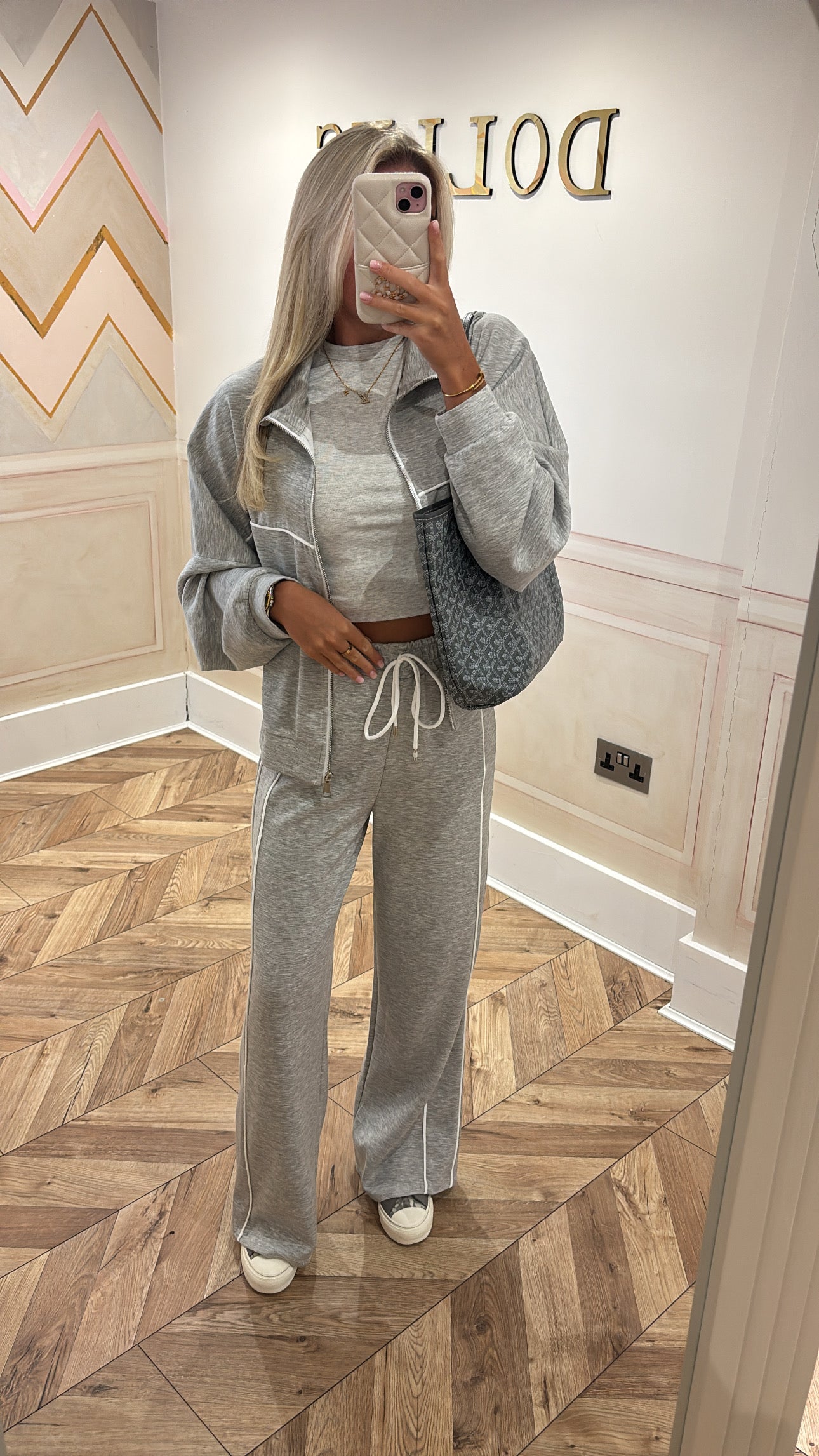 Stripe jacket flared lounge set