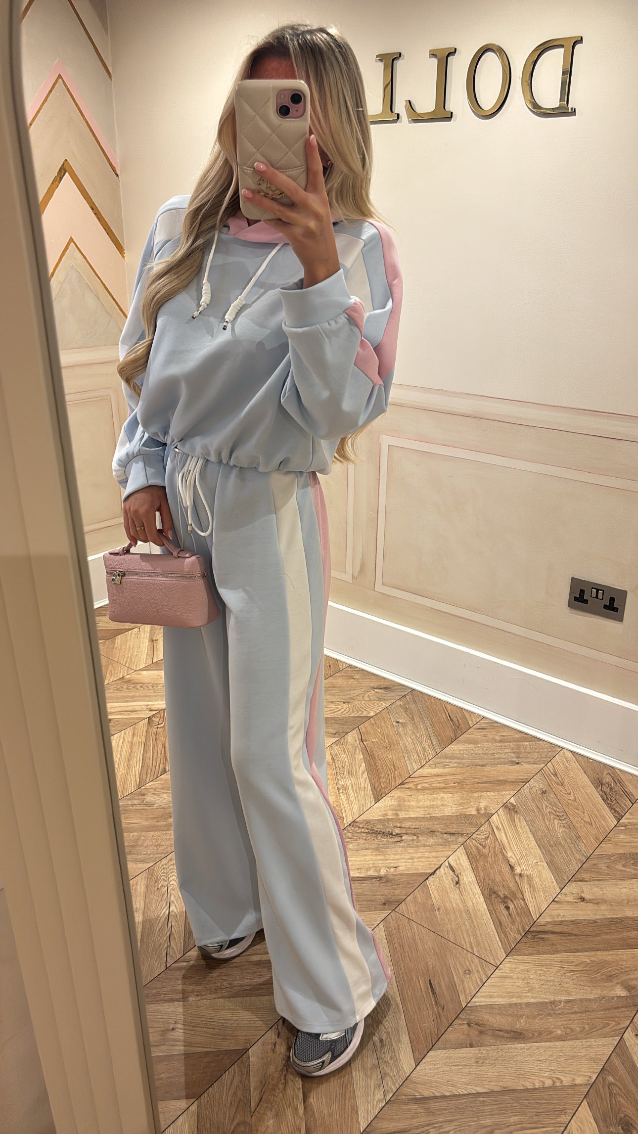 Stripe drawstring lounge set