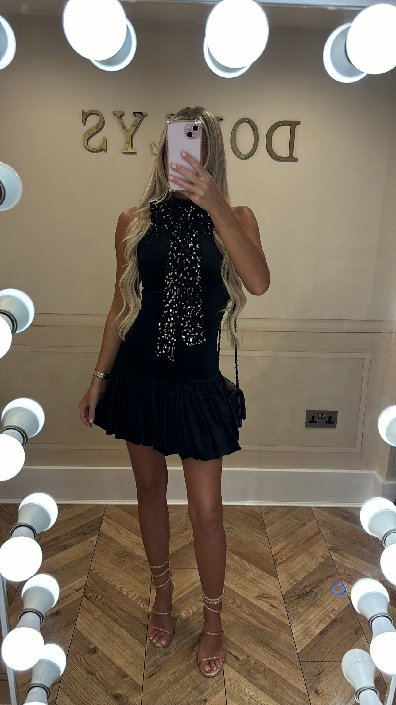 Velvet bow sequin dress