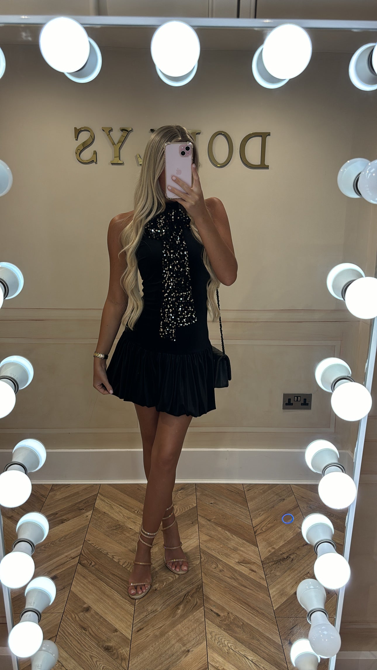 Velvet bow sequin dress