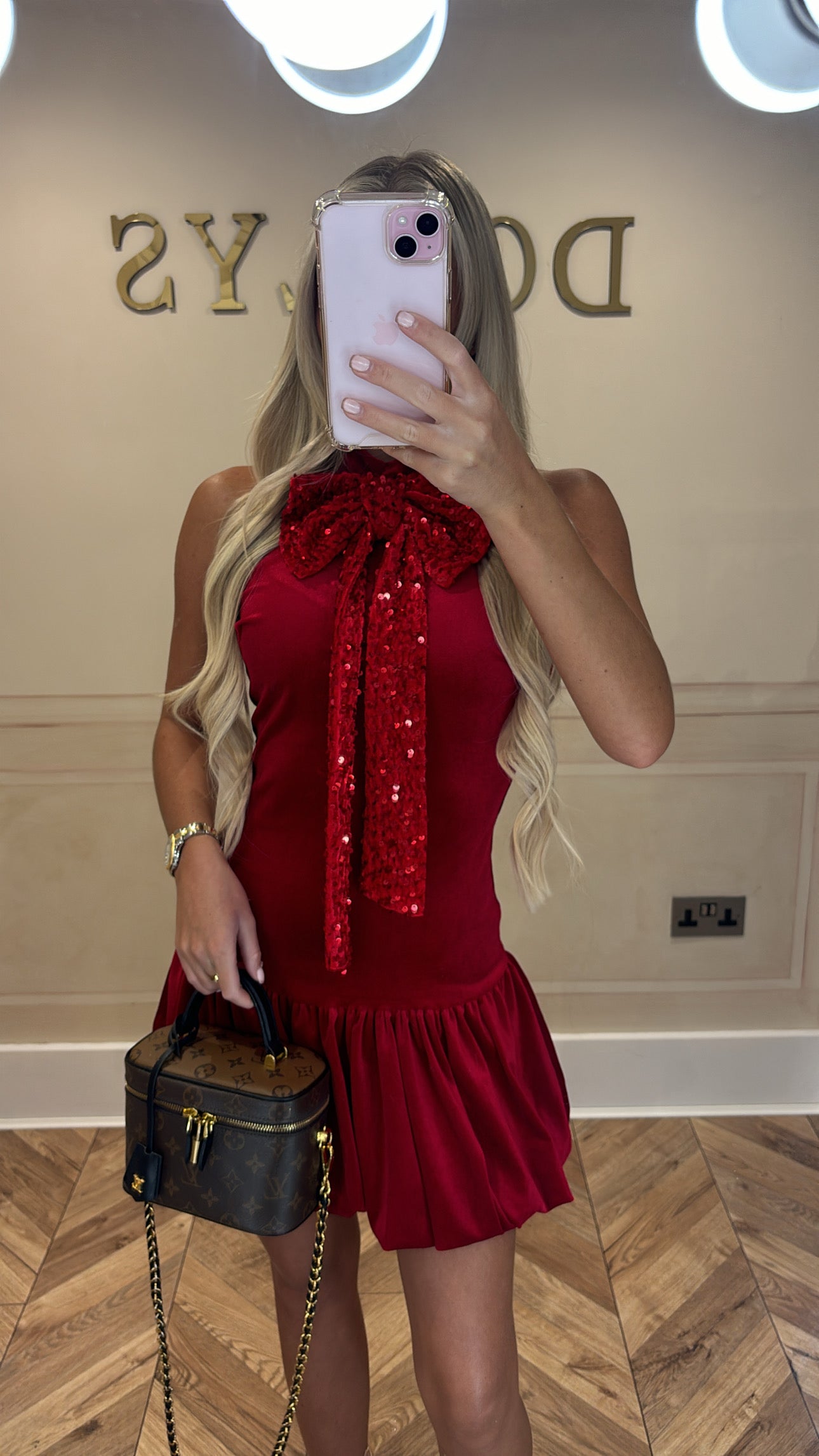 Velvet bow sequin dress