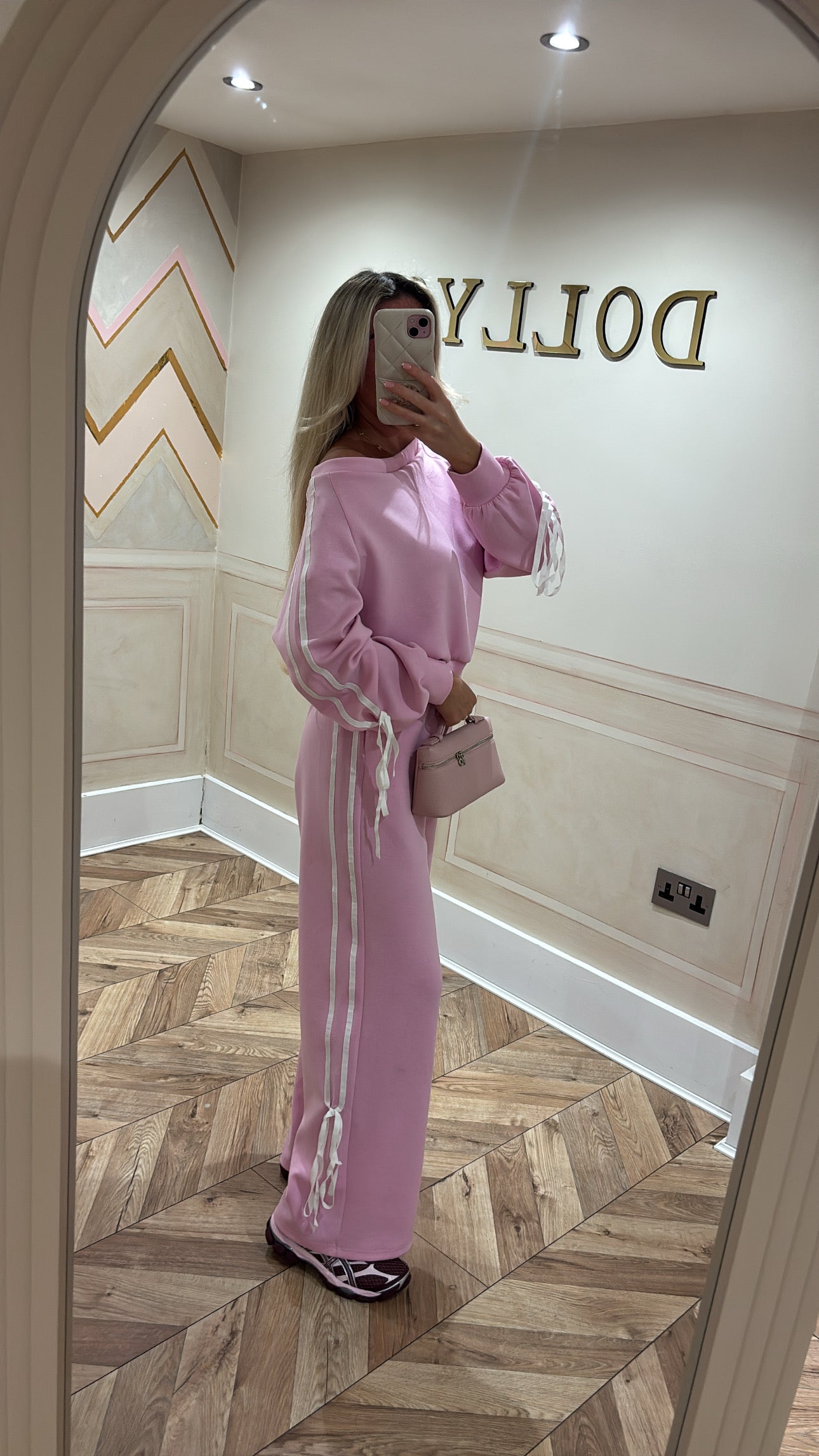 Off the shoulder bow lounge set