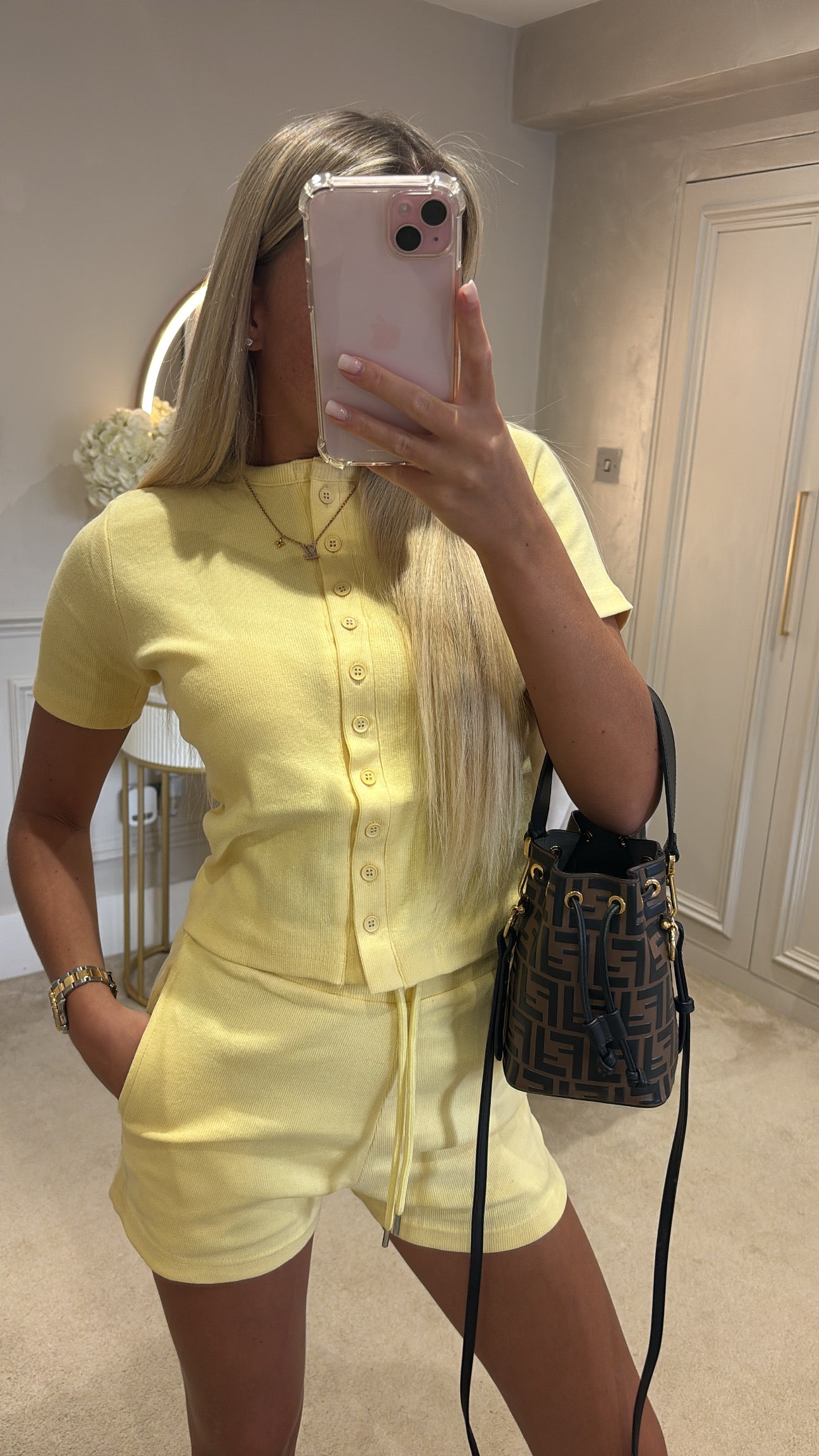 Button up short set