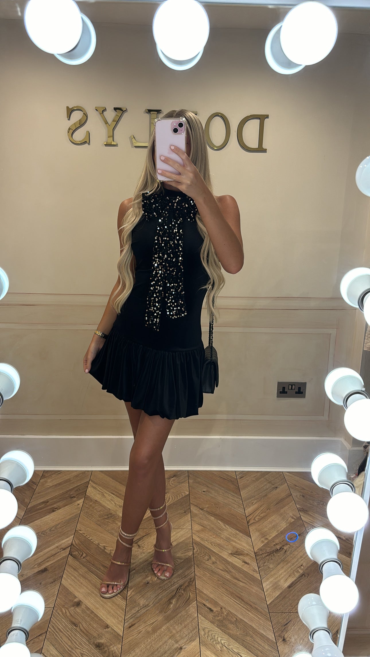 Velvet bow sequin dress