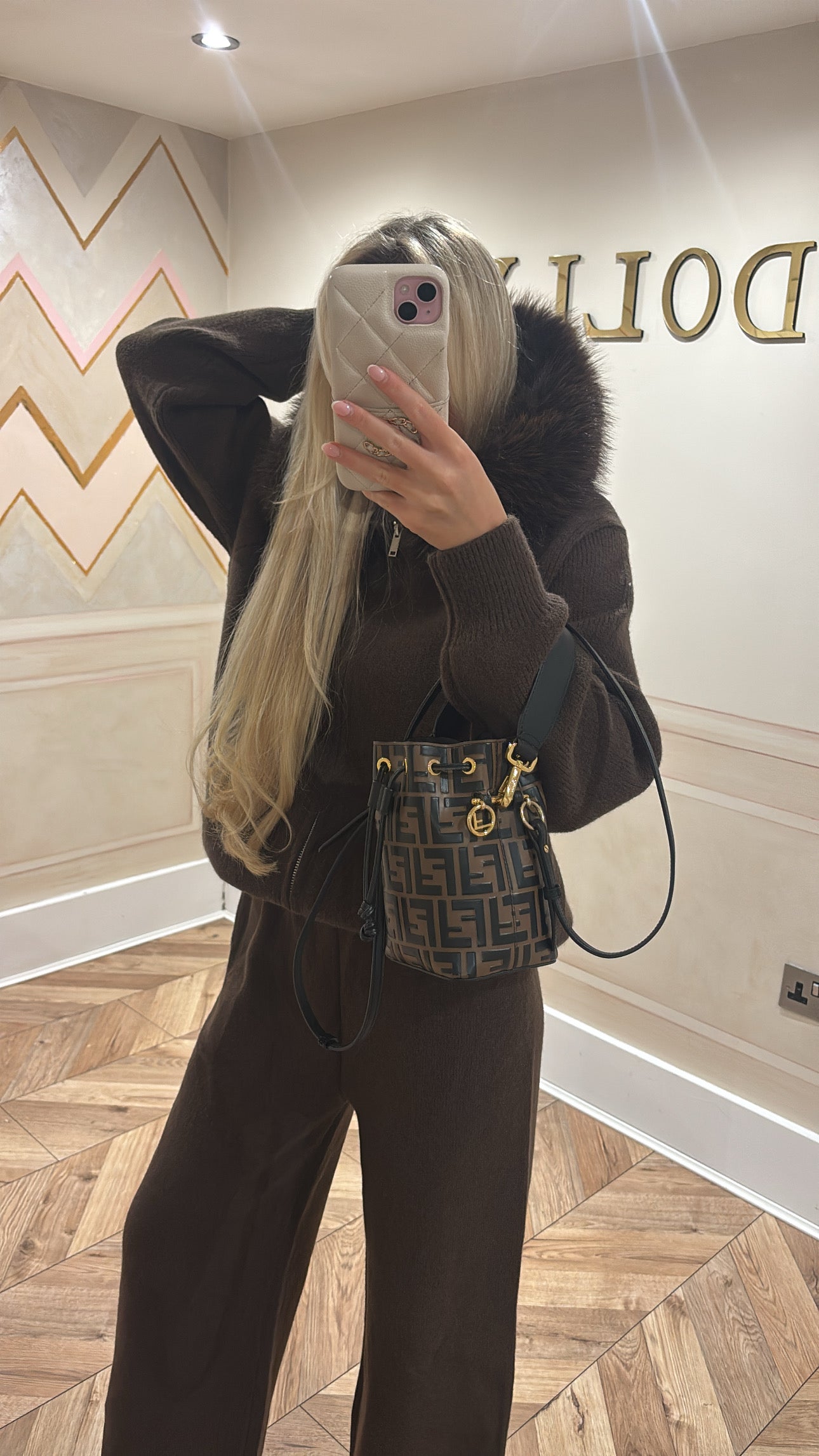 Fur hood tracksuit