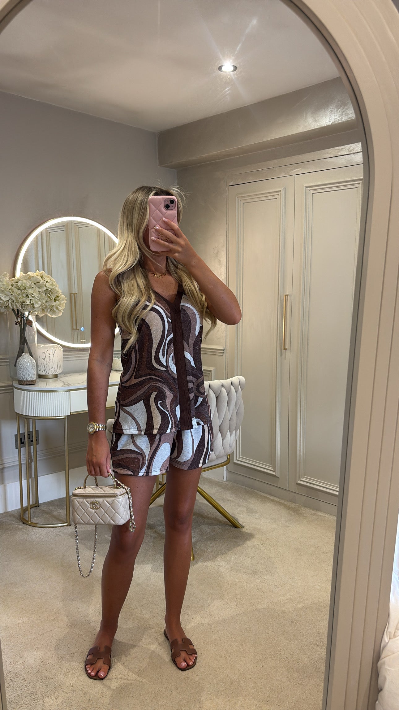 Pucci glitter vest short set