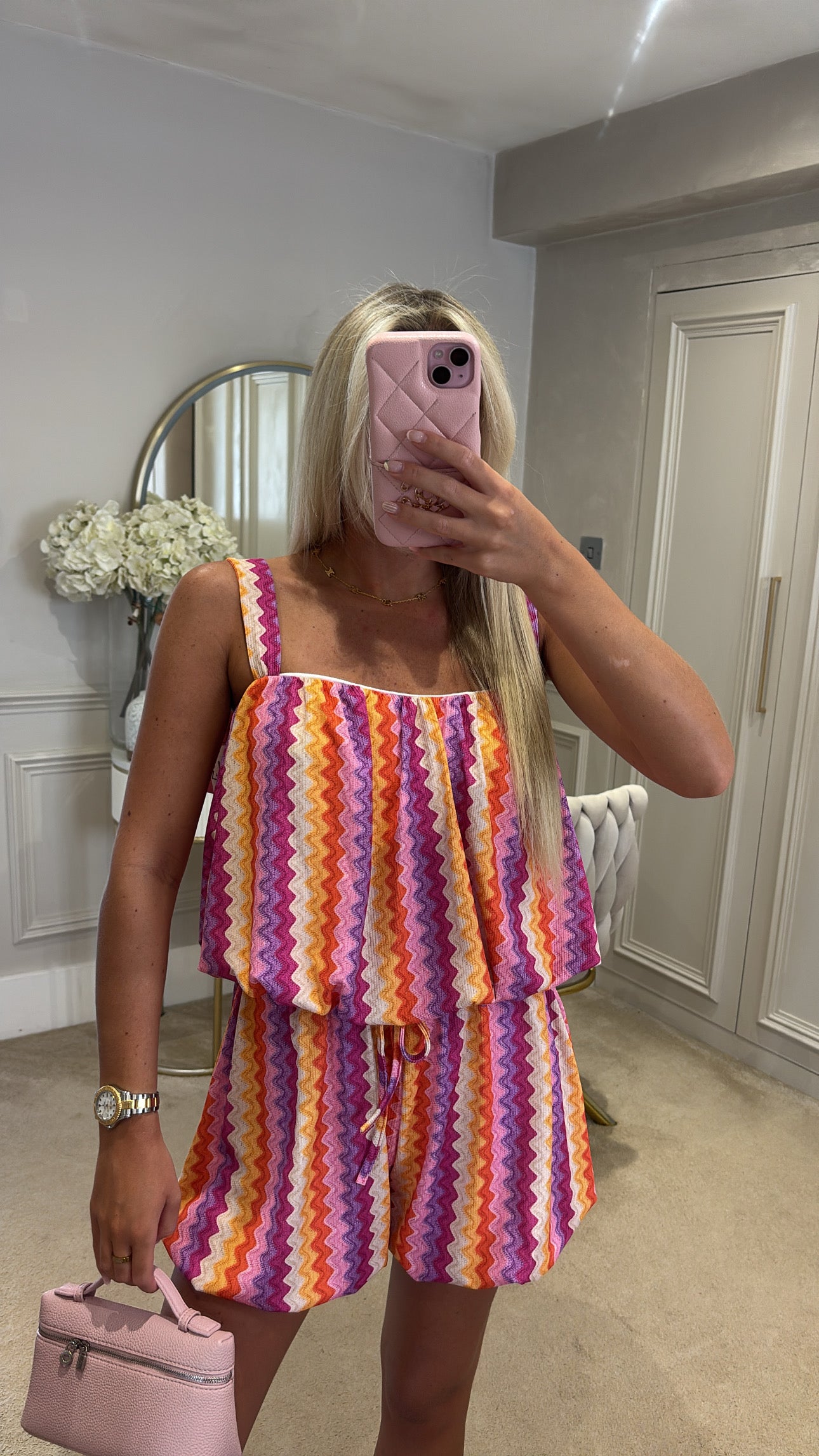 Zig zag puff ball short set