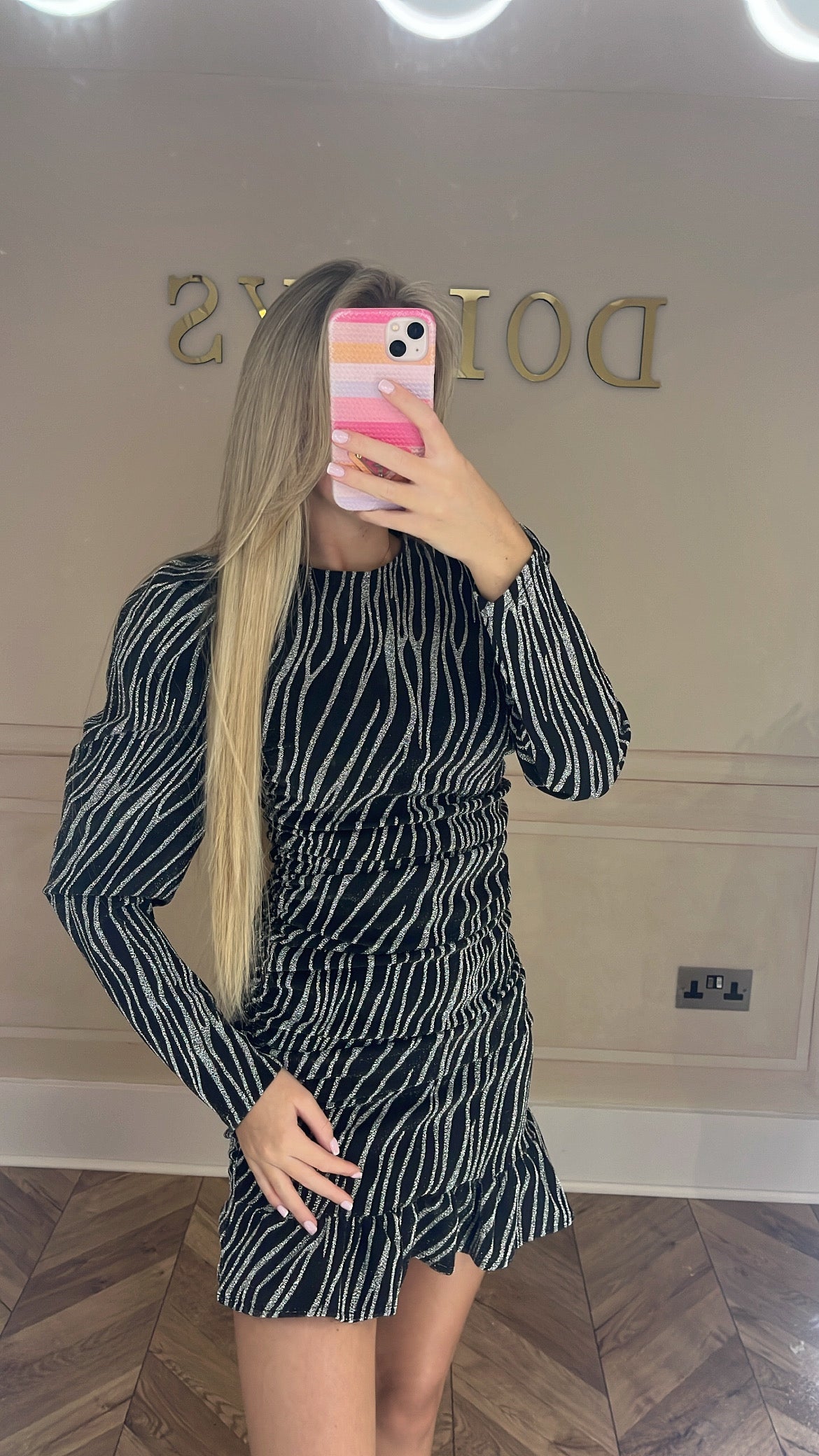 Printed frill glitter dress