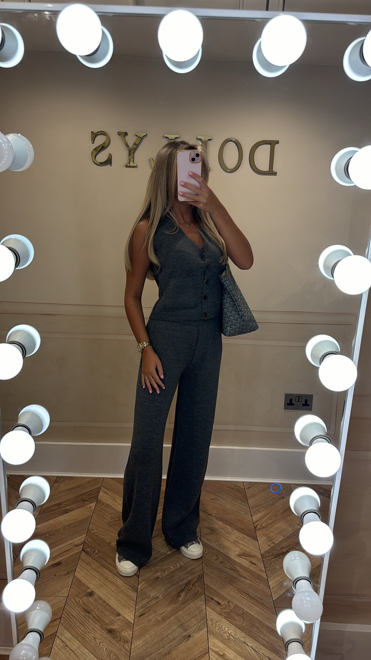 Knit button lounge set