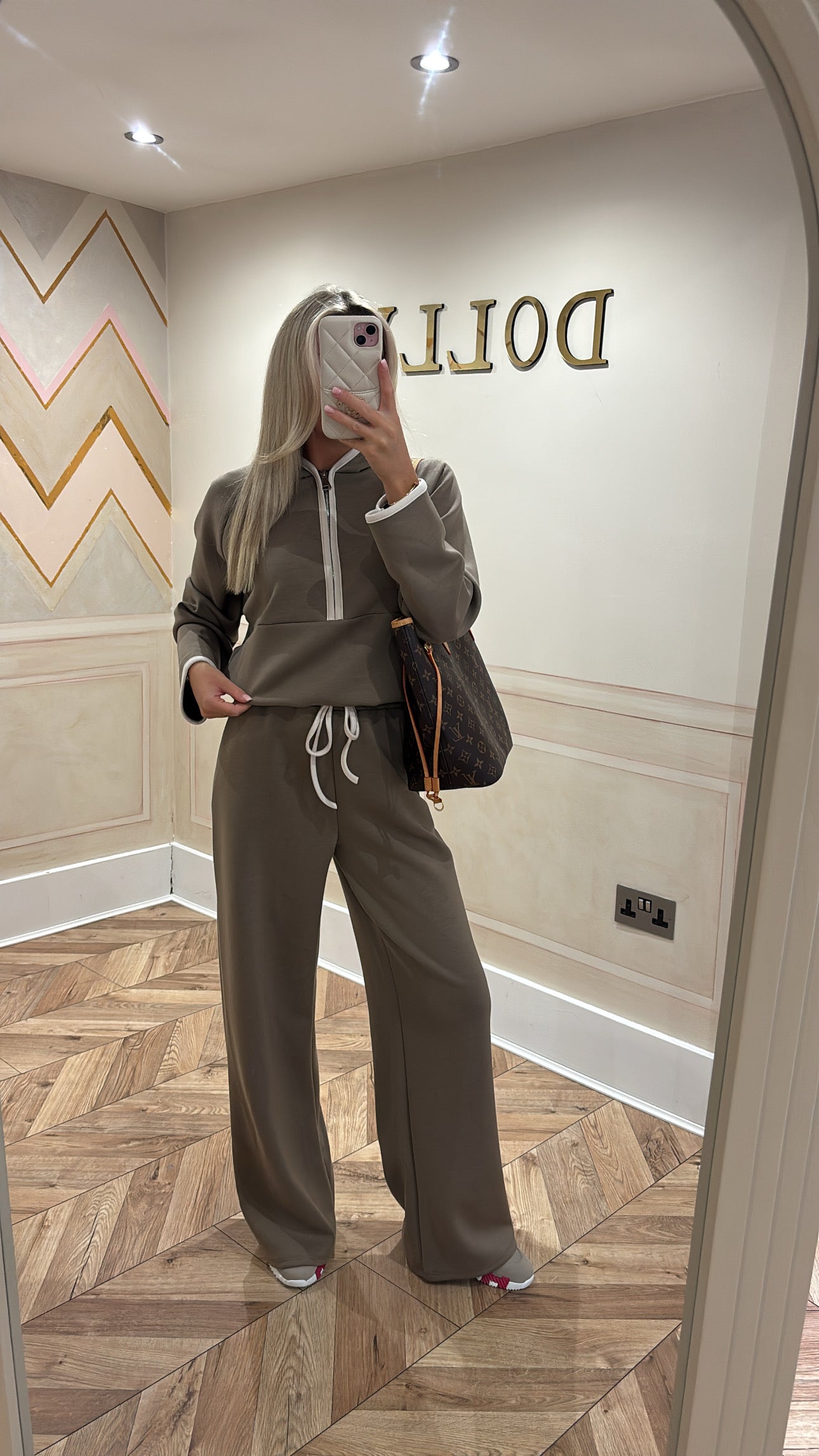 Quarter zip flared lounge set