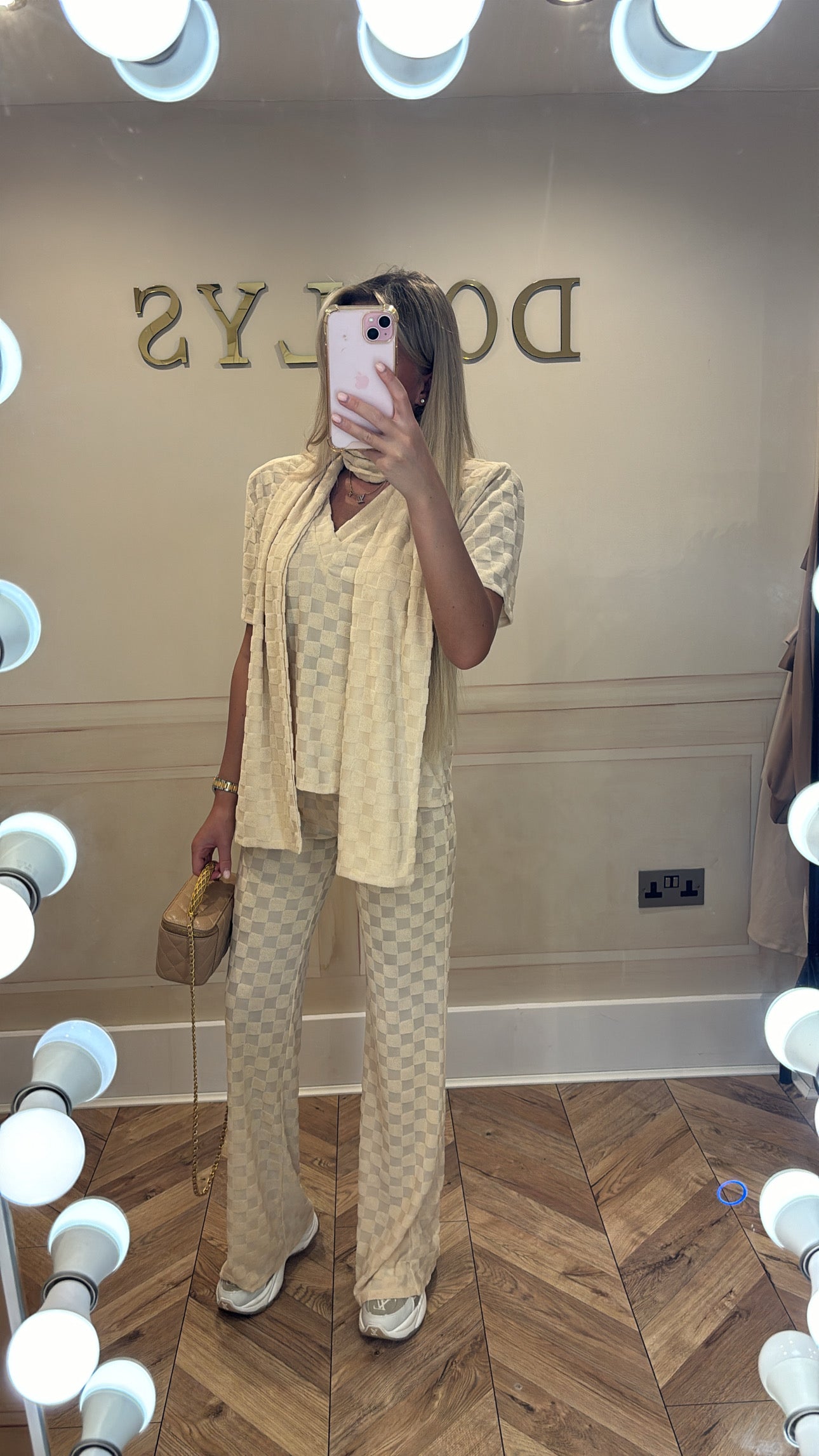 Towelling scarf v neck lounge set