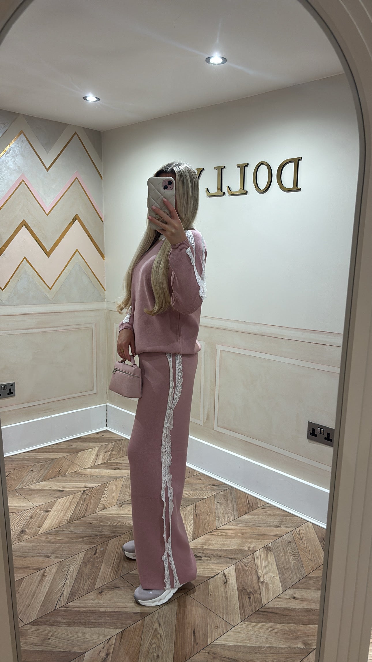 Lace trim lounge set