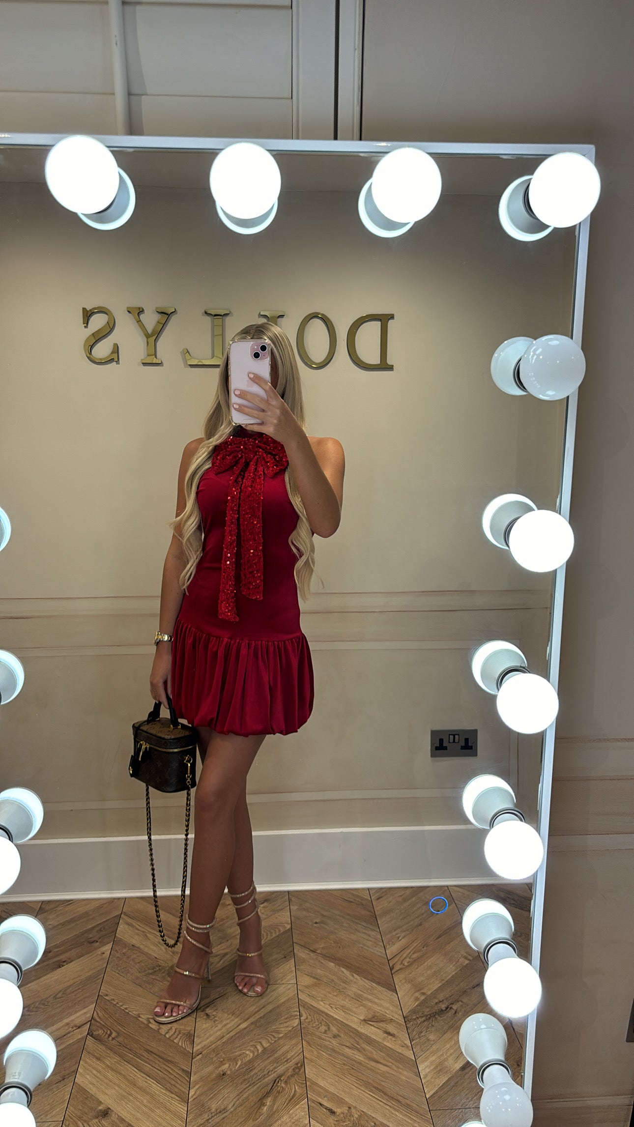 Velvet bow sequin dress