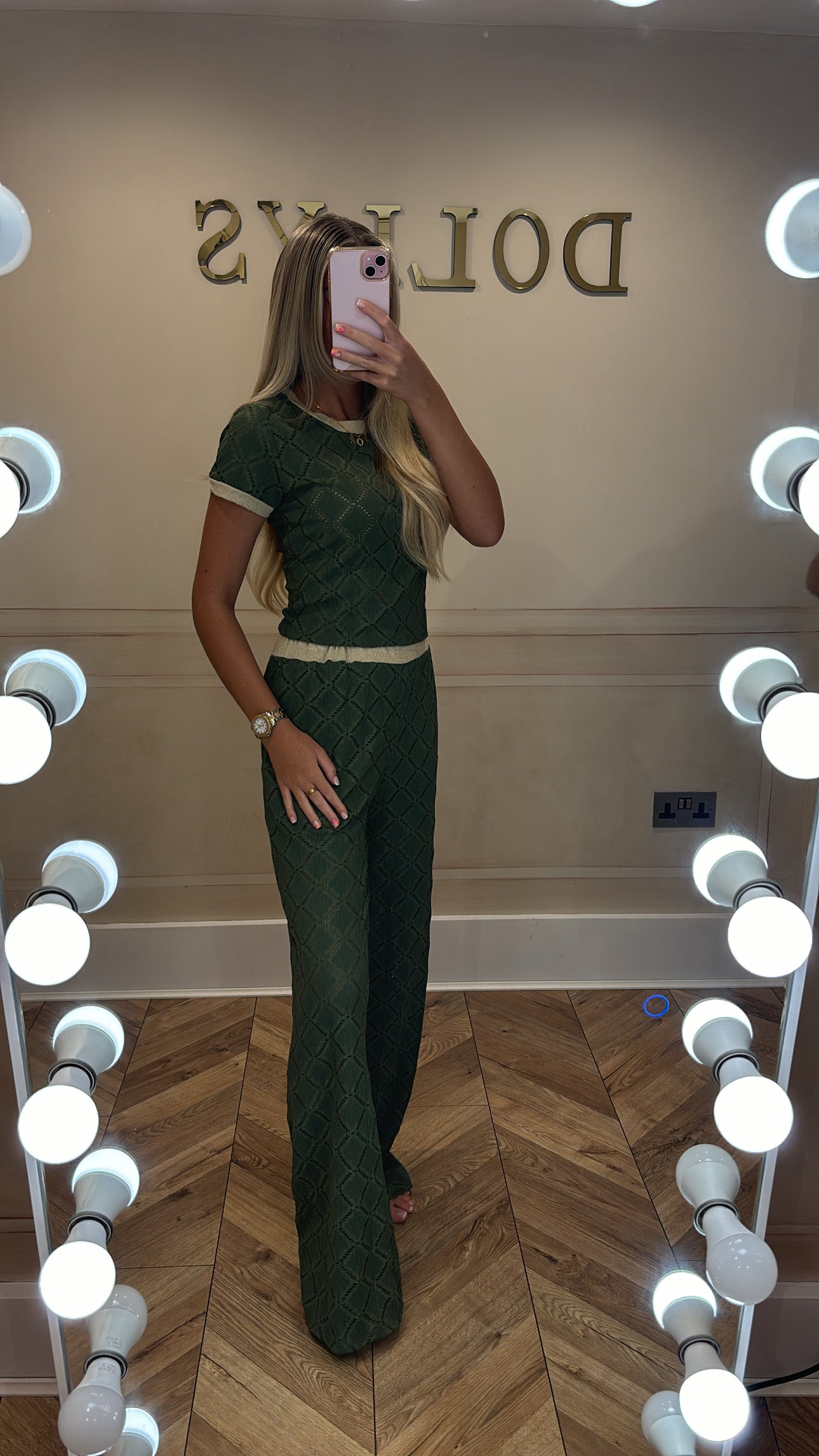 Glitter trim pattern lounge set