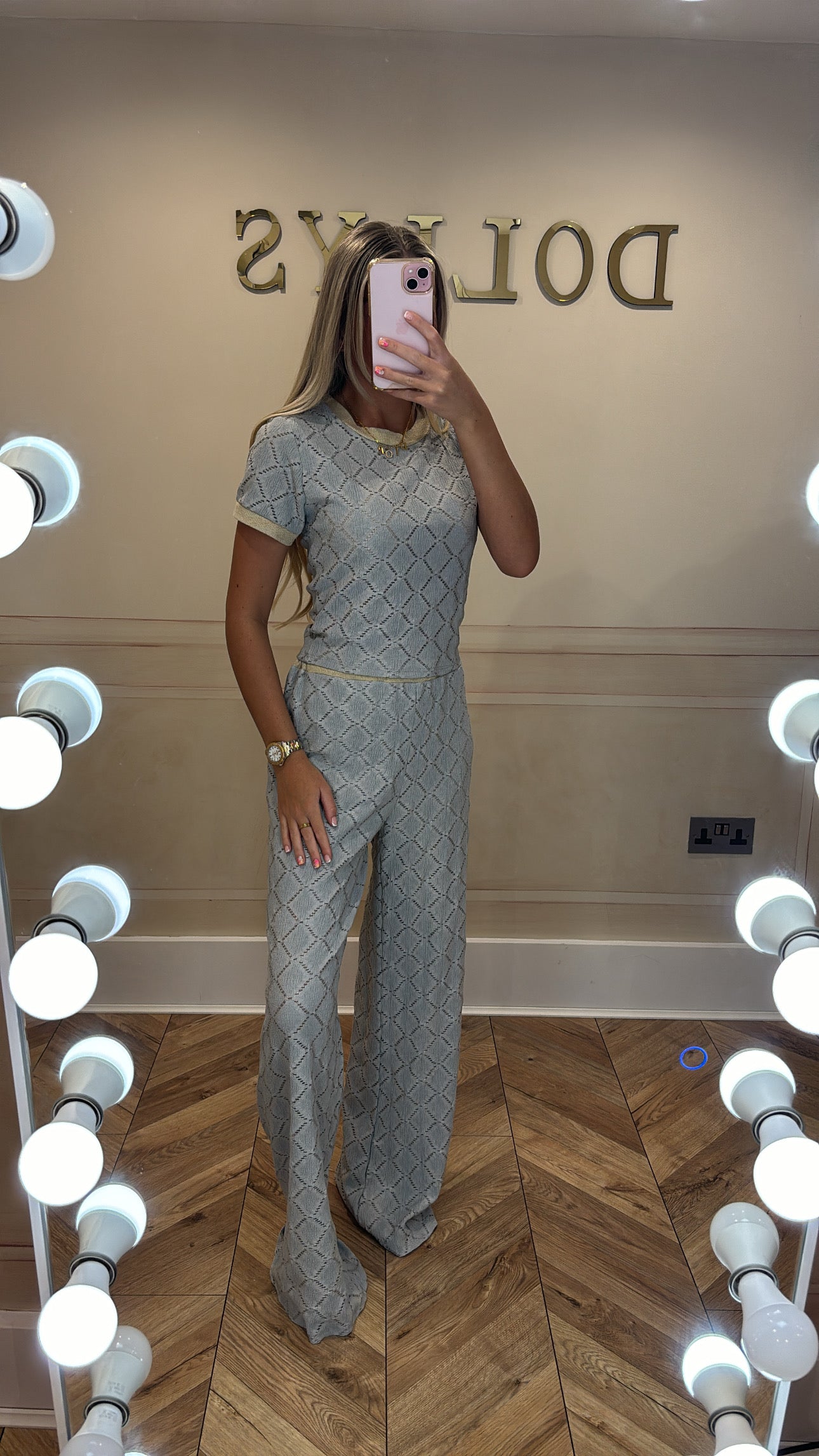 Glitter trim pattern lounge set