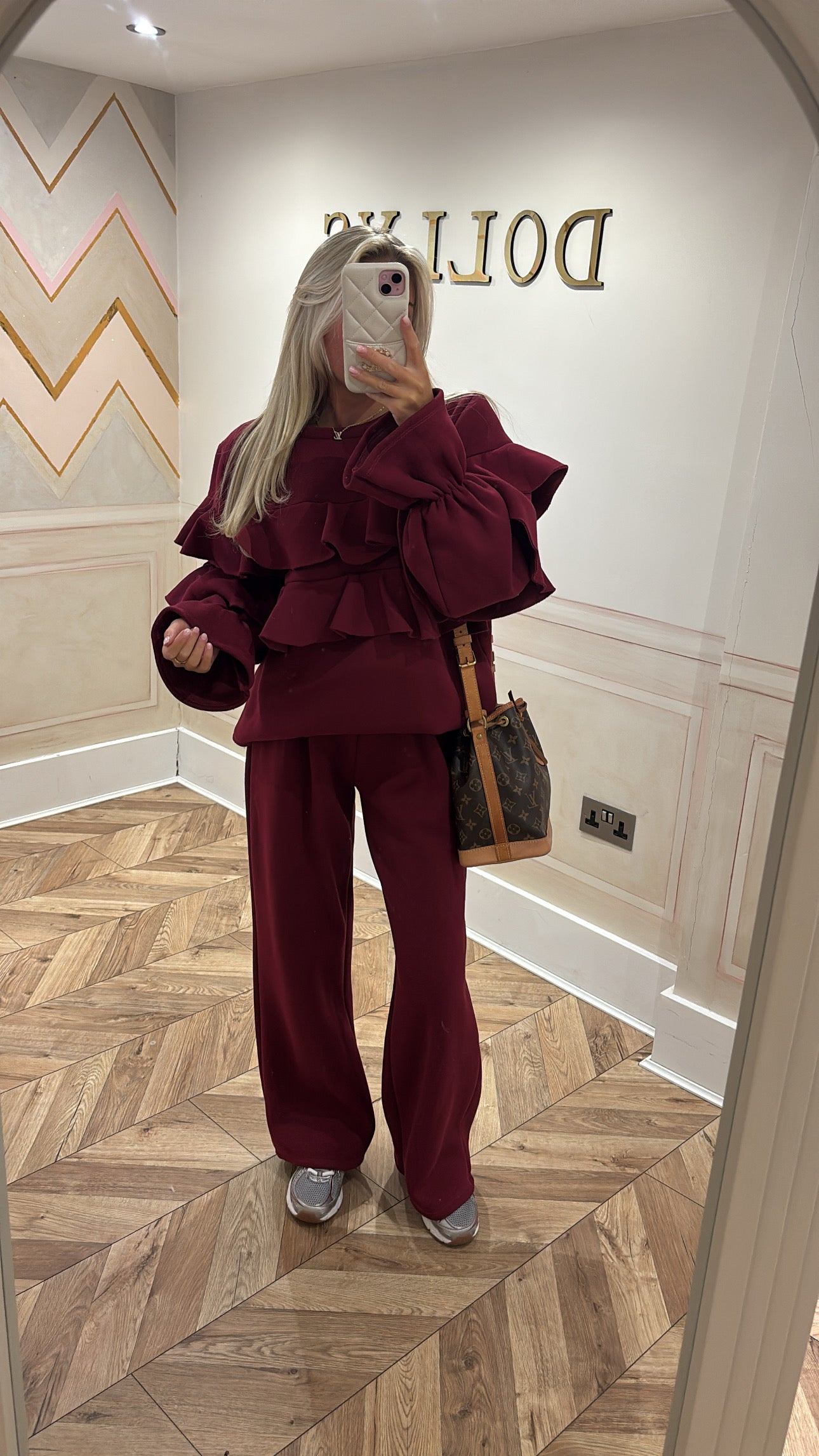 Ruffle flared lounge set 