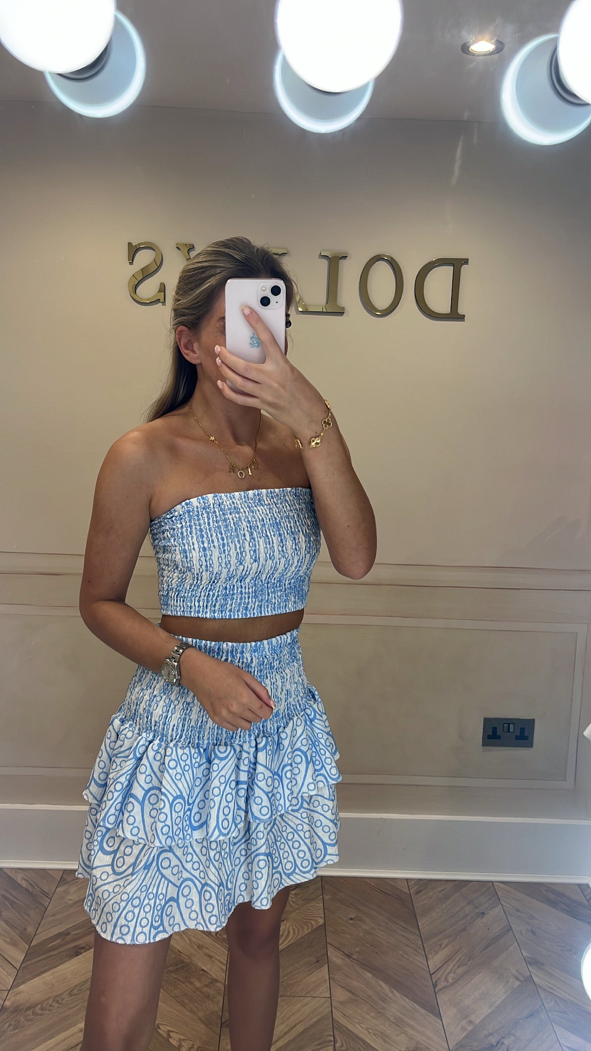 Printed crinkle skirt and top