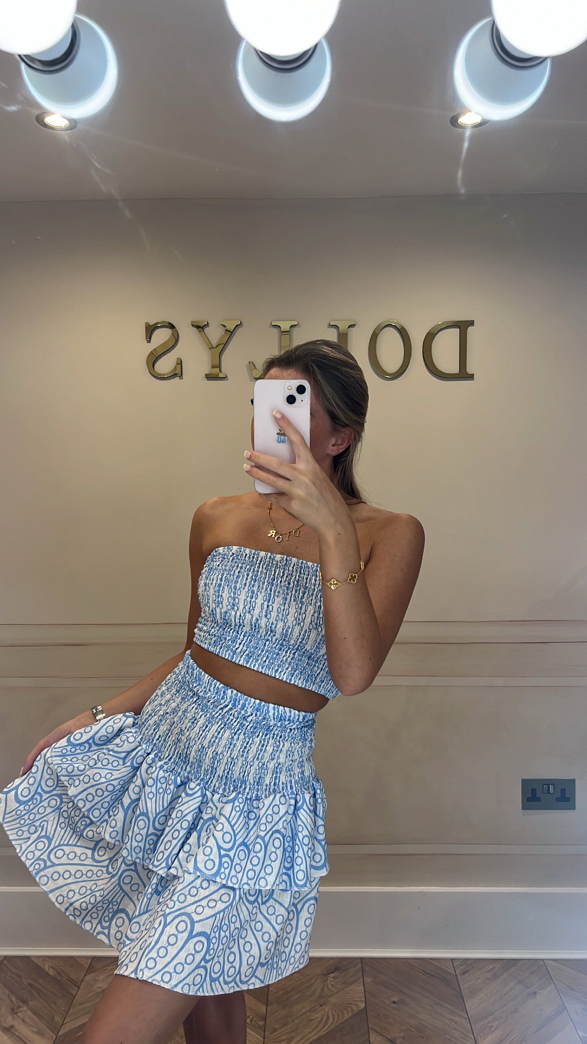 Printed crinkle skirt and top