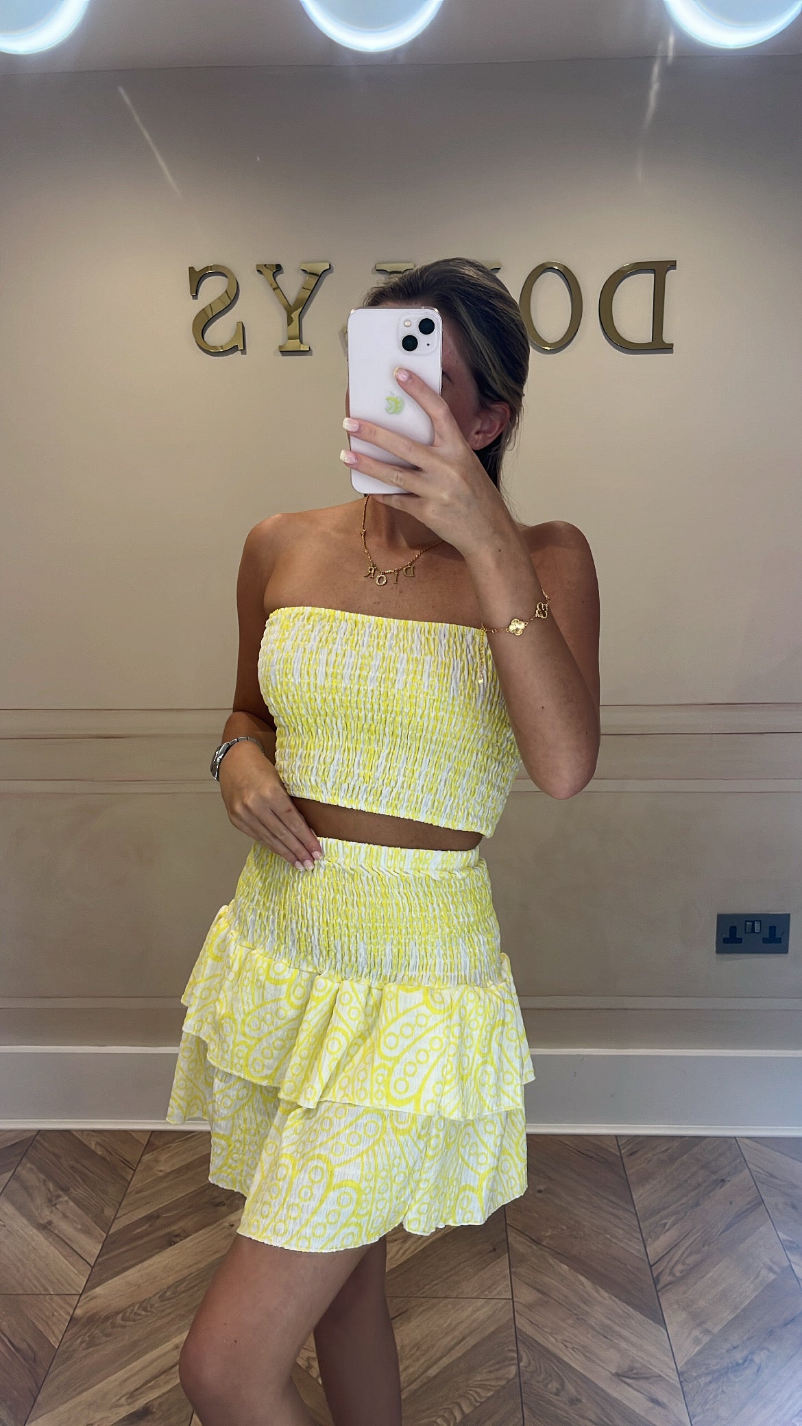 Printed crinkle skirt and top