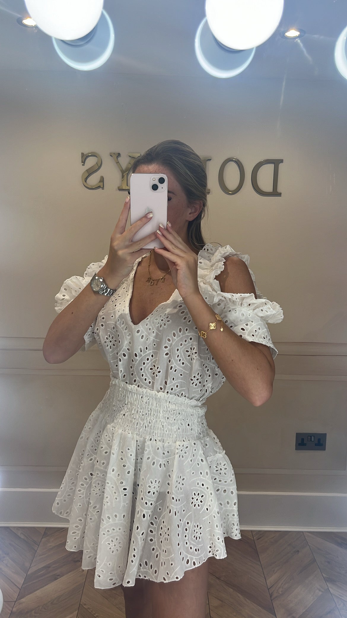 Embroidered ruffle skirt and top