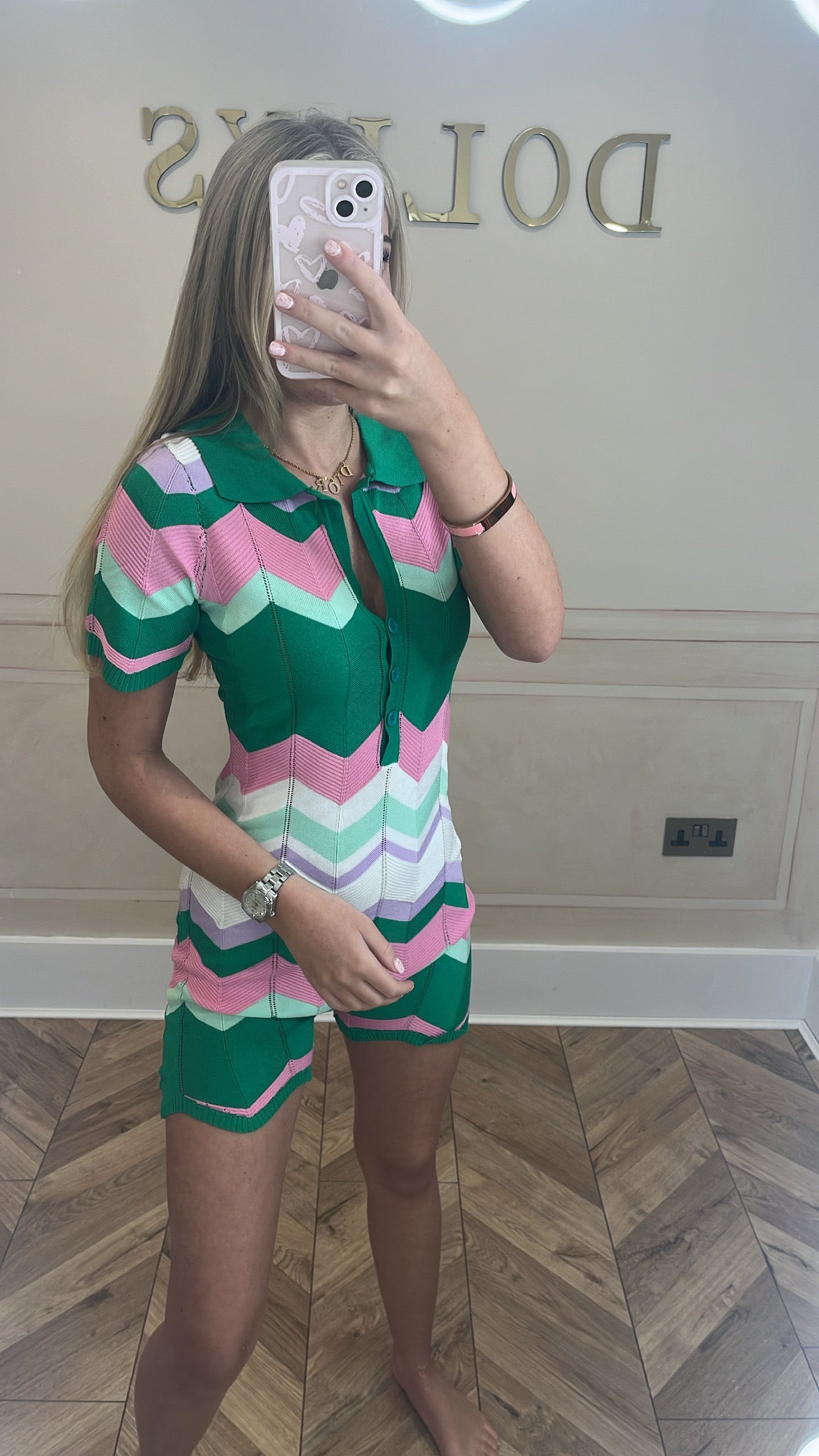 Knit zig zag playsuits