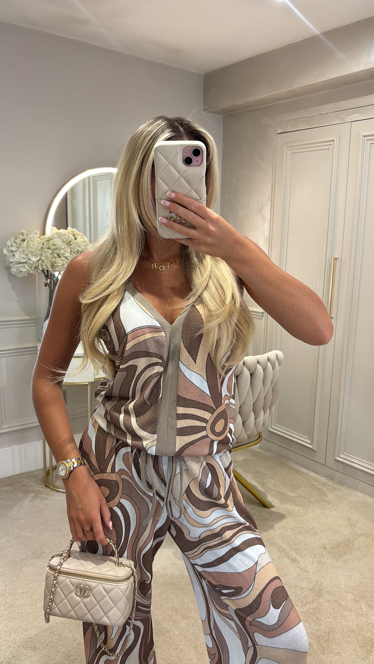 Glitter pucci vest trouser set