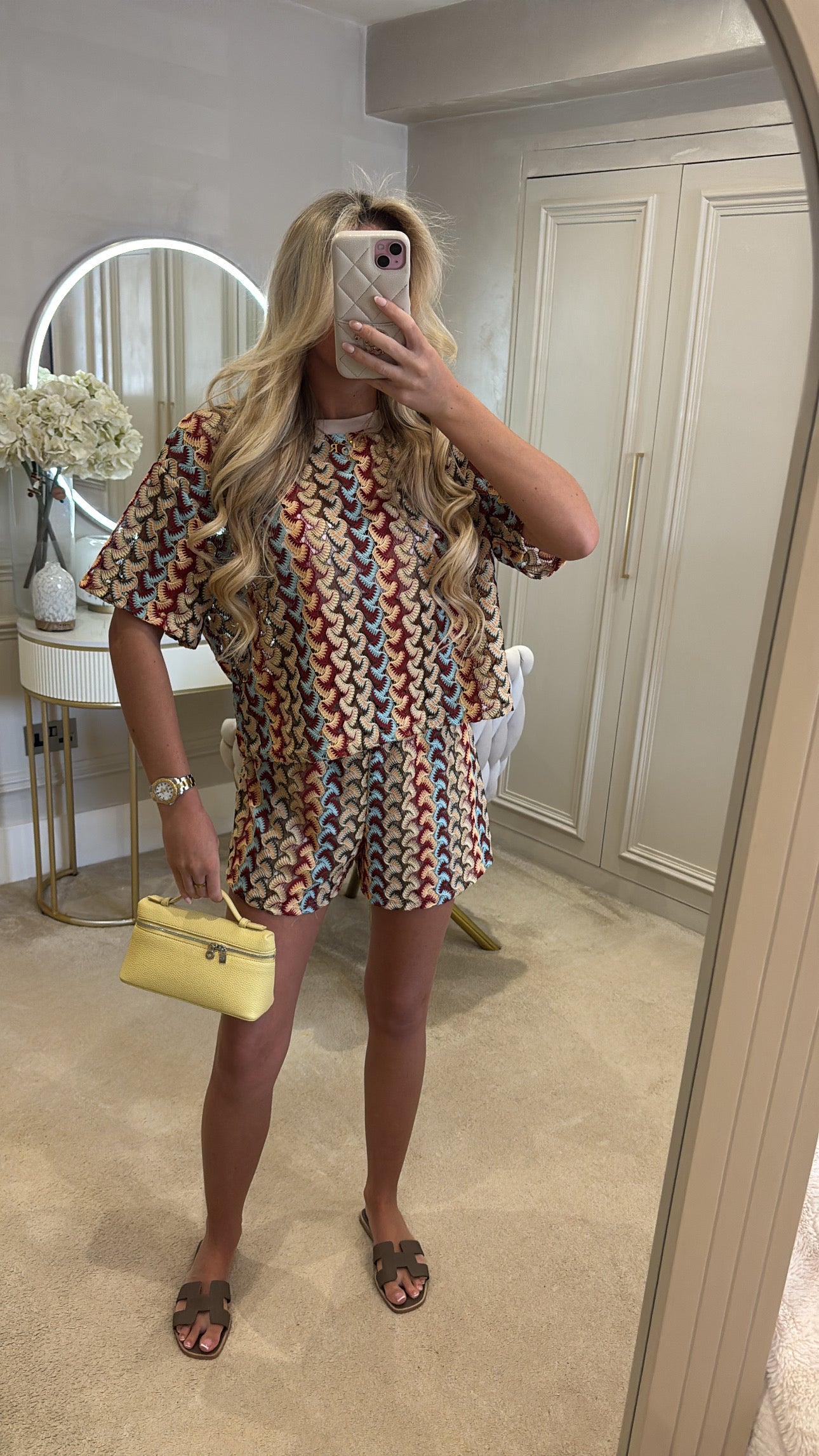 Pattern t-shirt short set