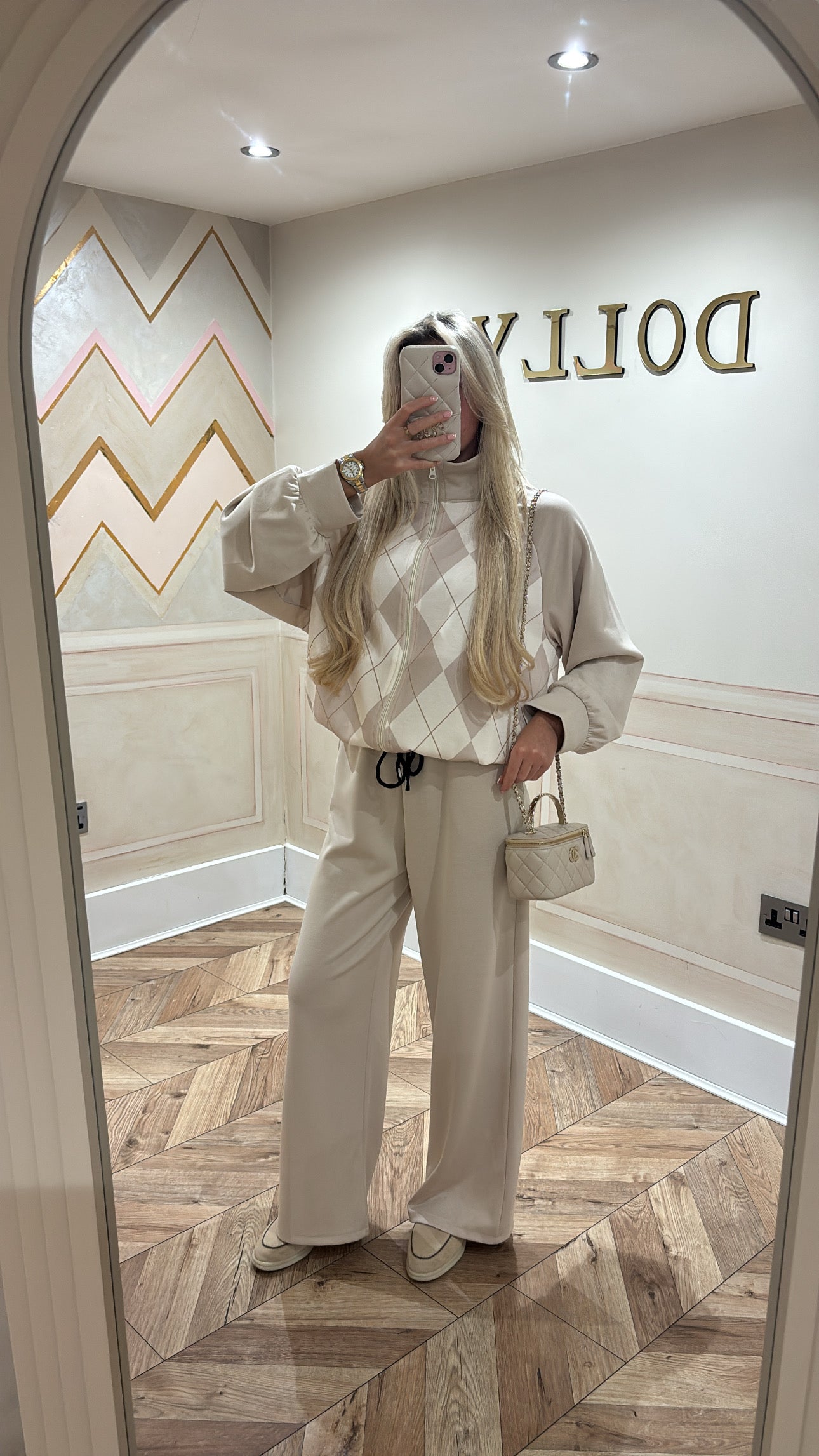 Chequered zip up lounge set￼