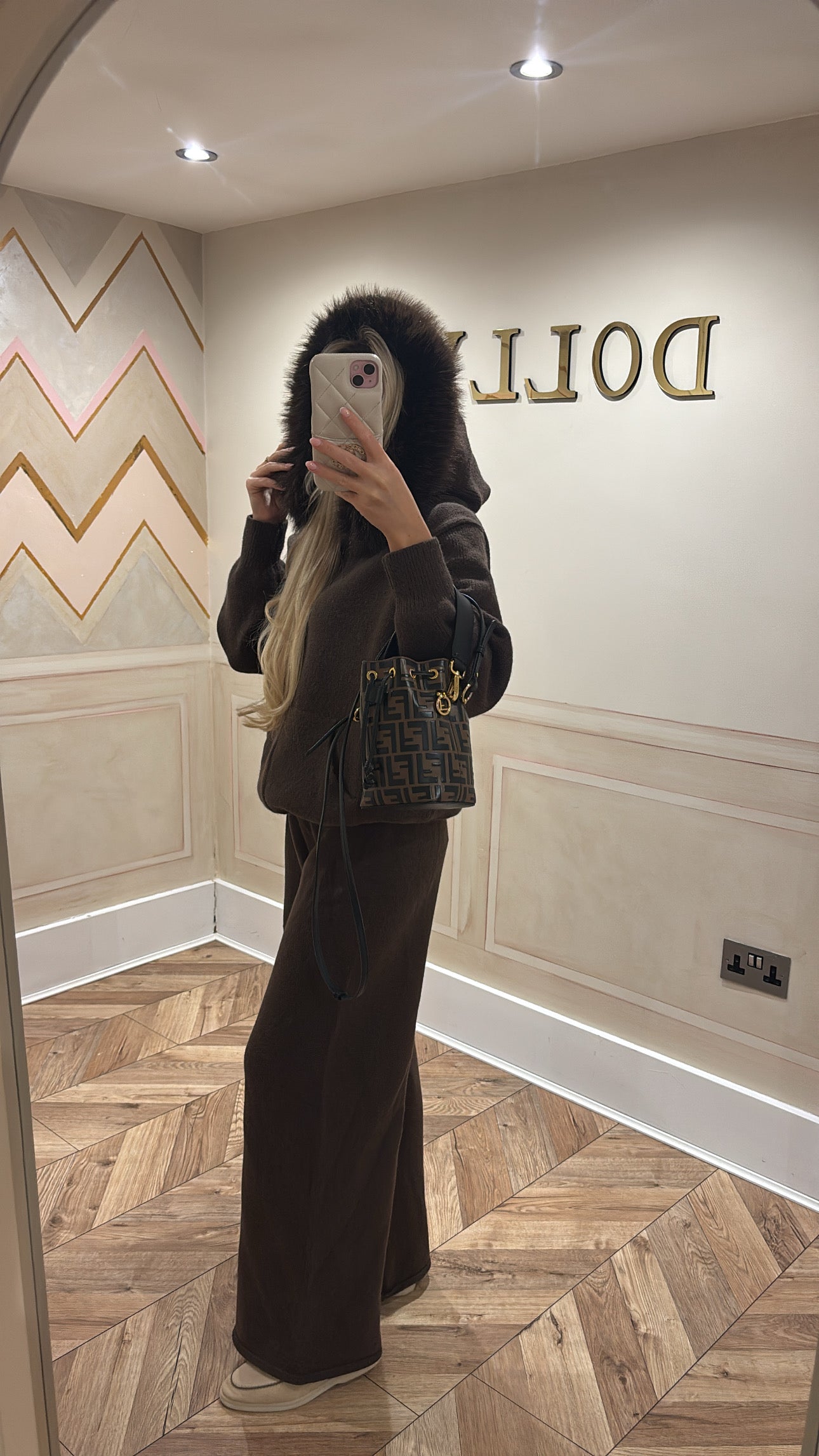 Fur hood tracksuit
