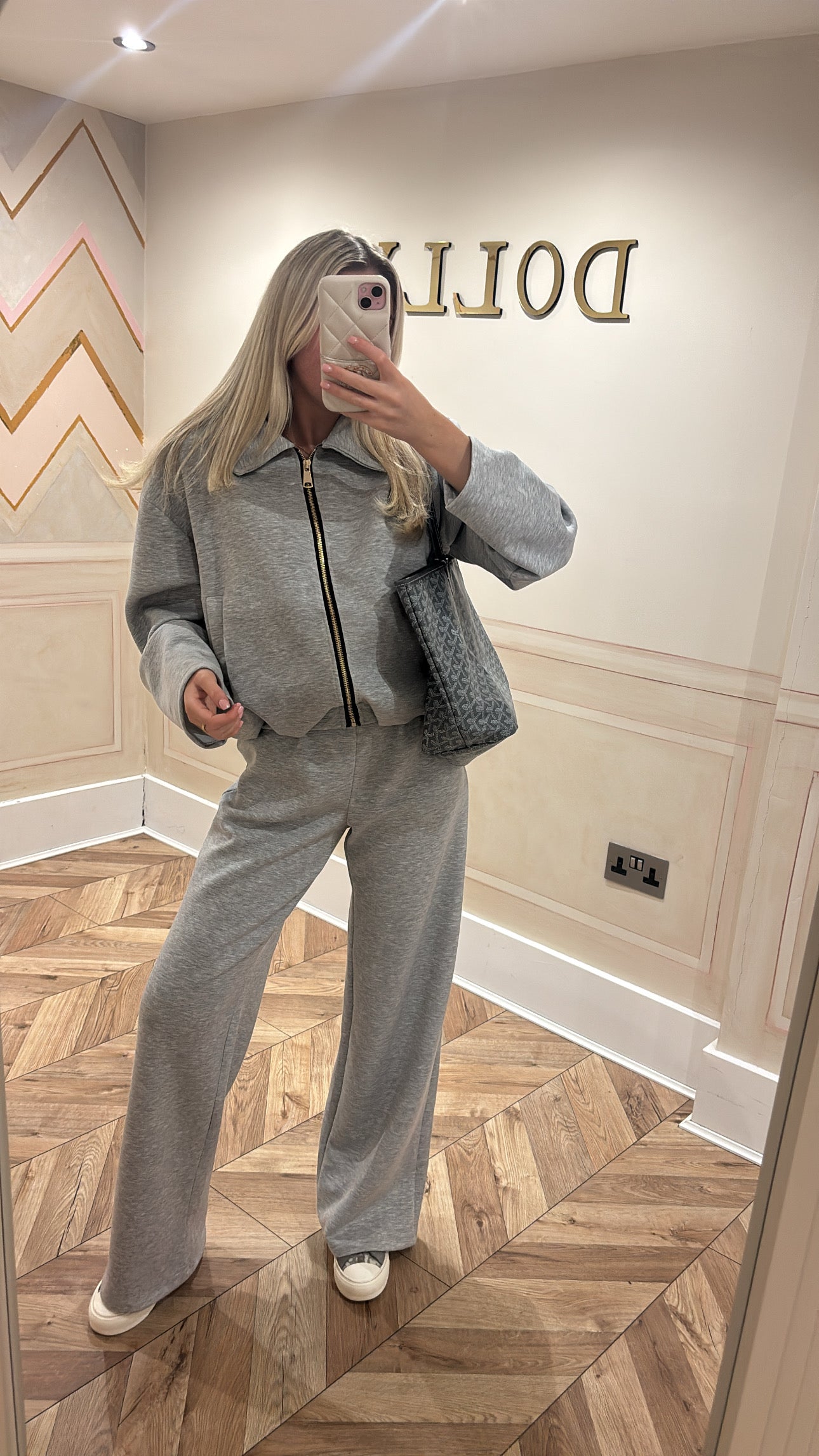 Gold zip jacket lounge set