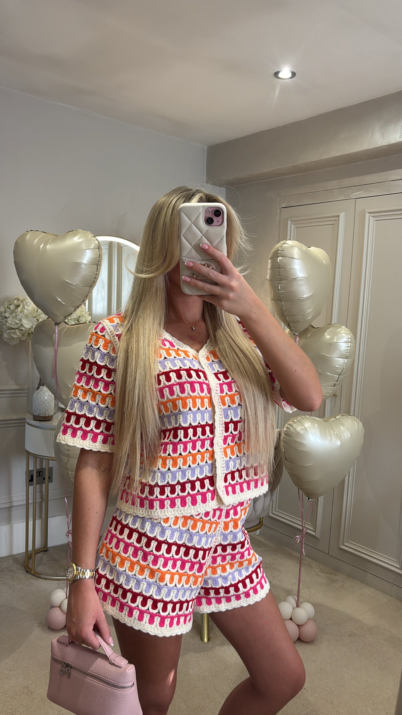 Crocheted pattern short set