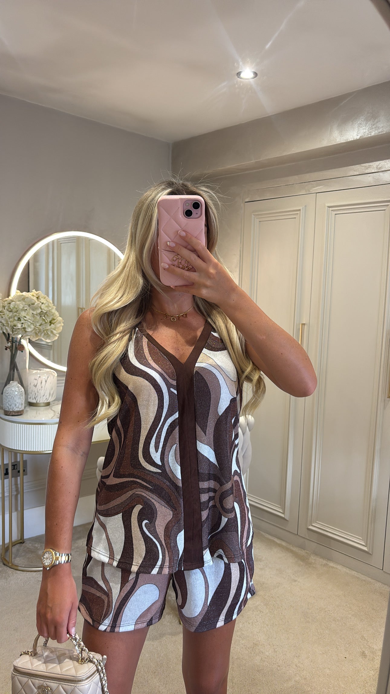 Pucci glitter vest short set