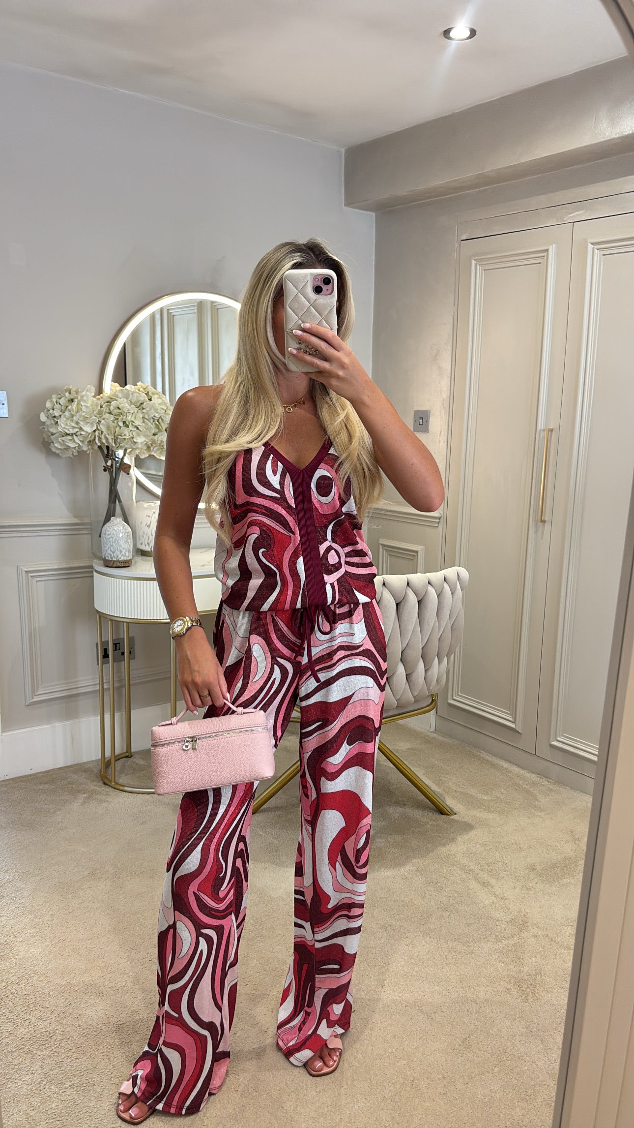 Glitter pucci vest trouser set