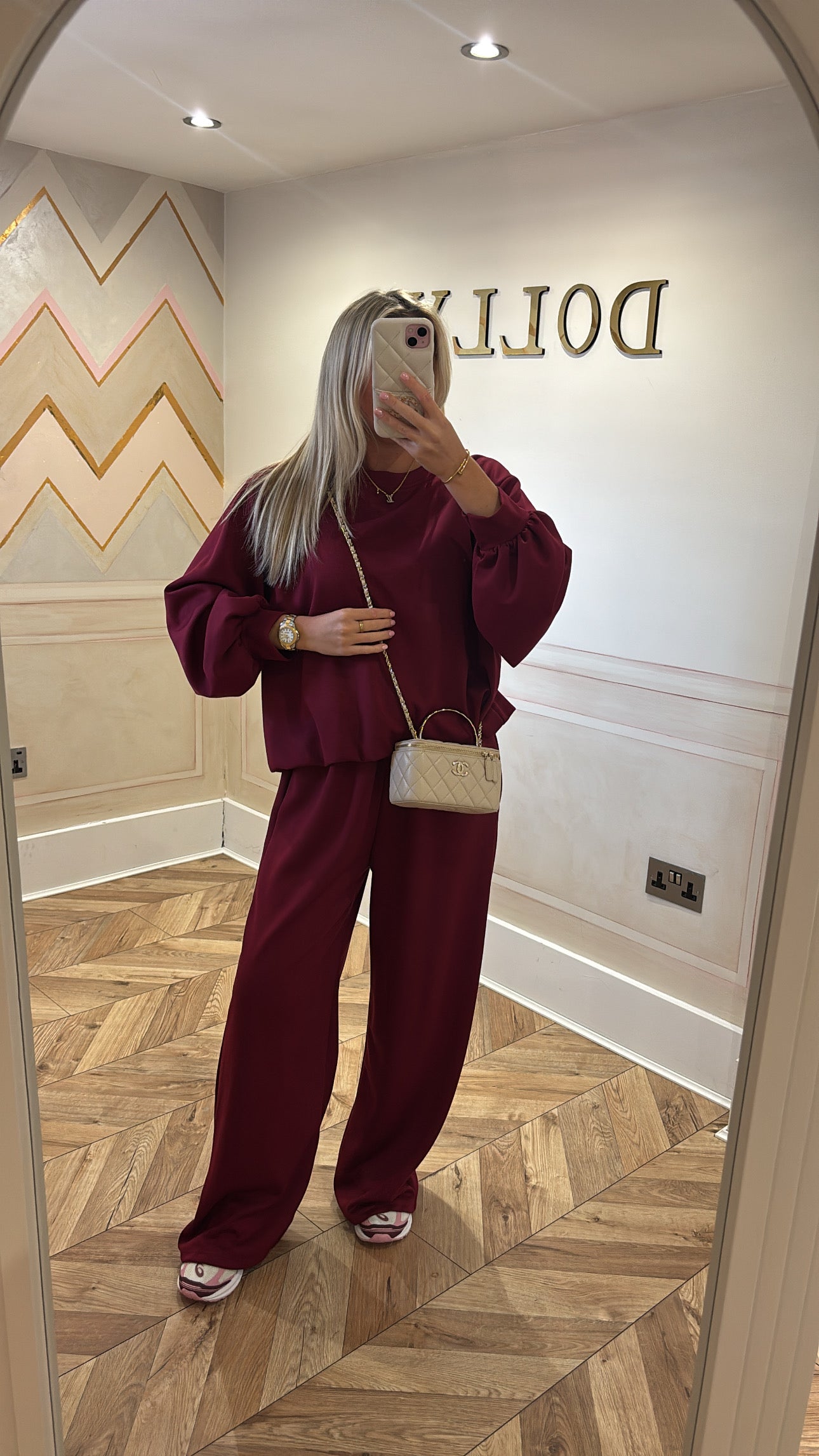 Ruched cuff flared lounge set