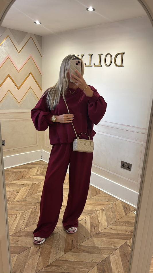 Ruched cuff flared lounge set