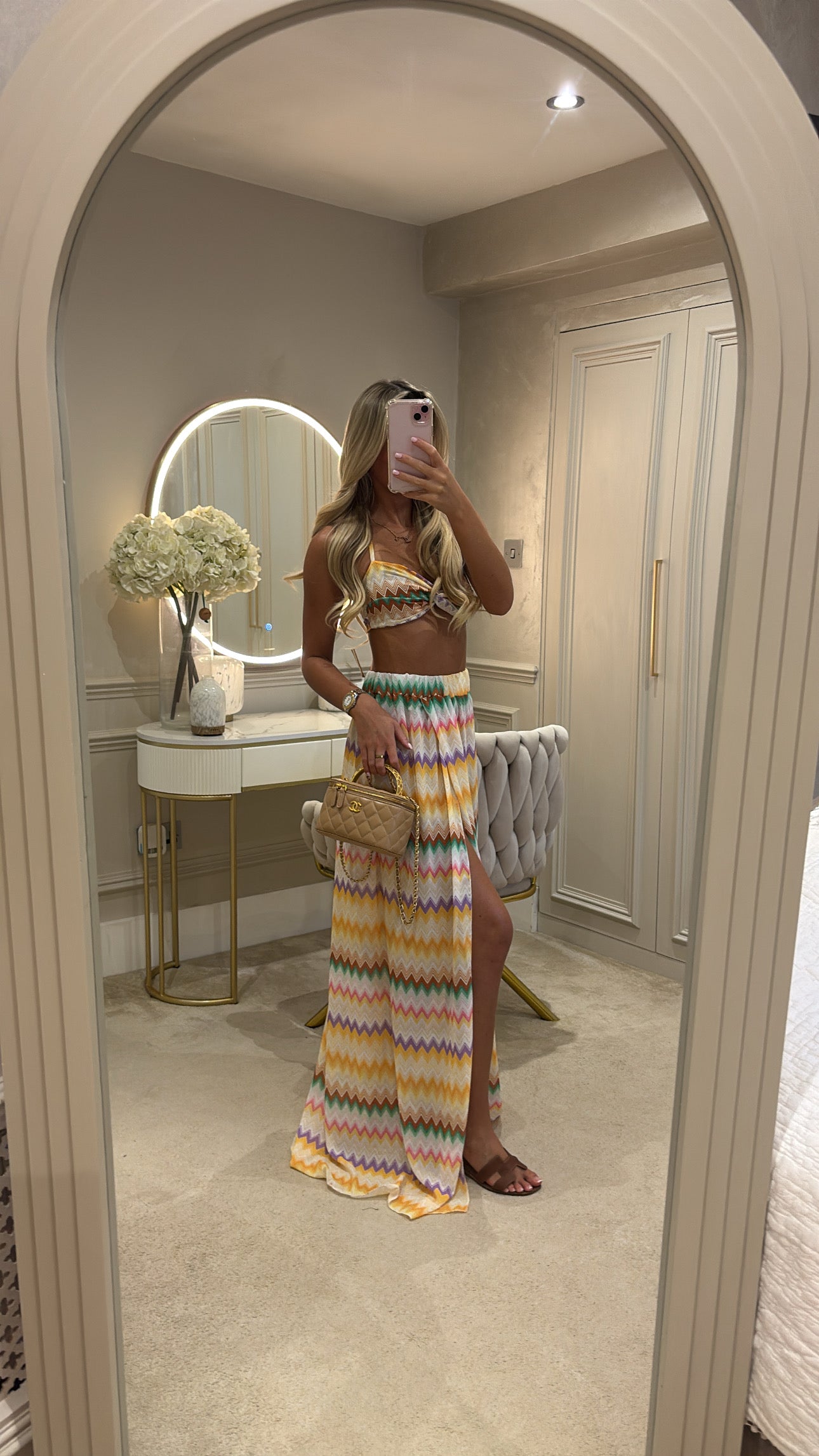 Zig zag tie up maxi co-ord