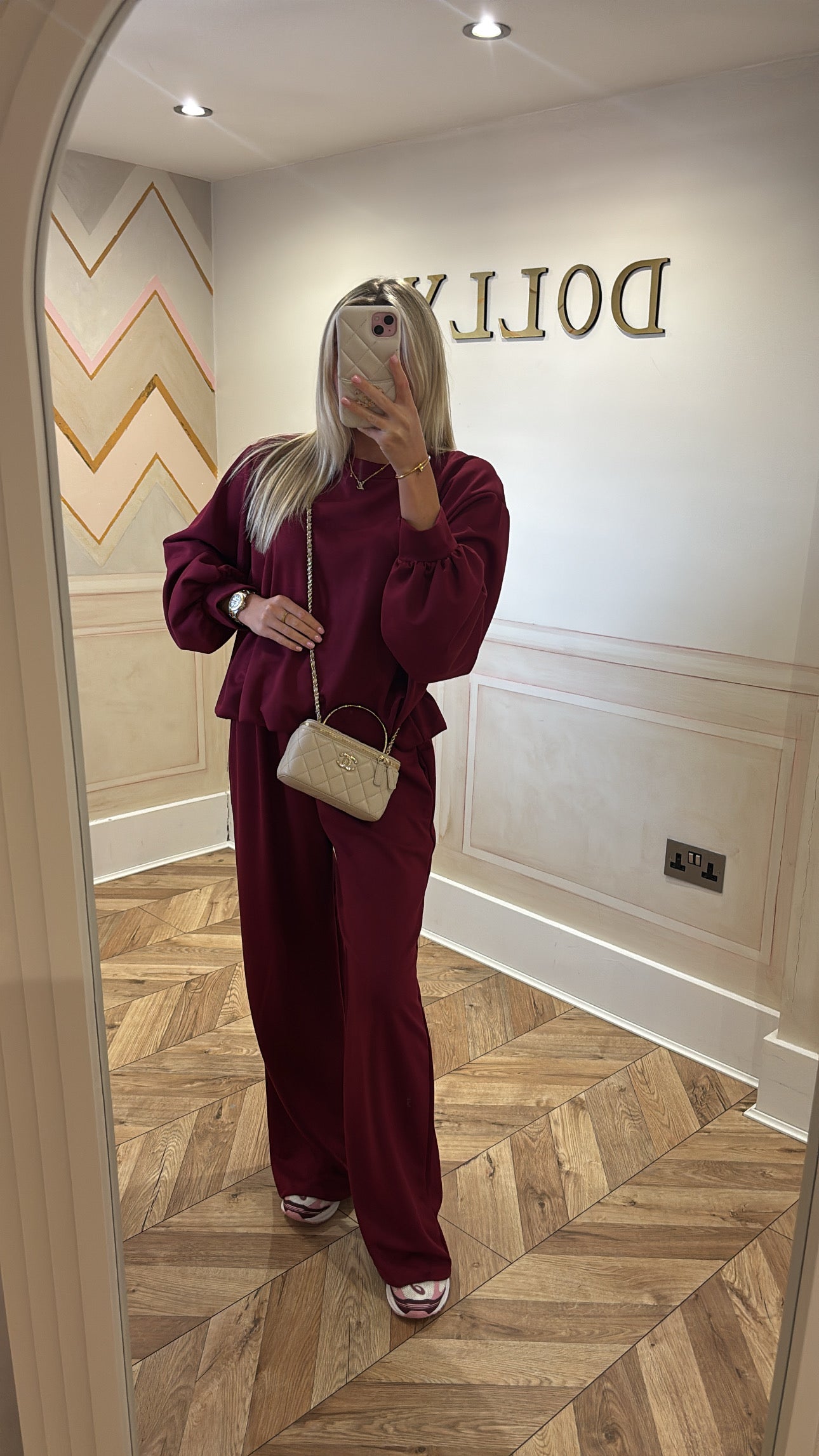 Ruched cuff flared lounge set