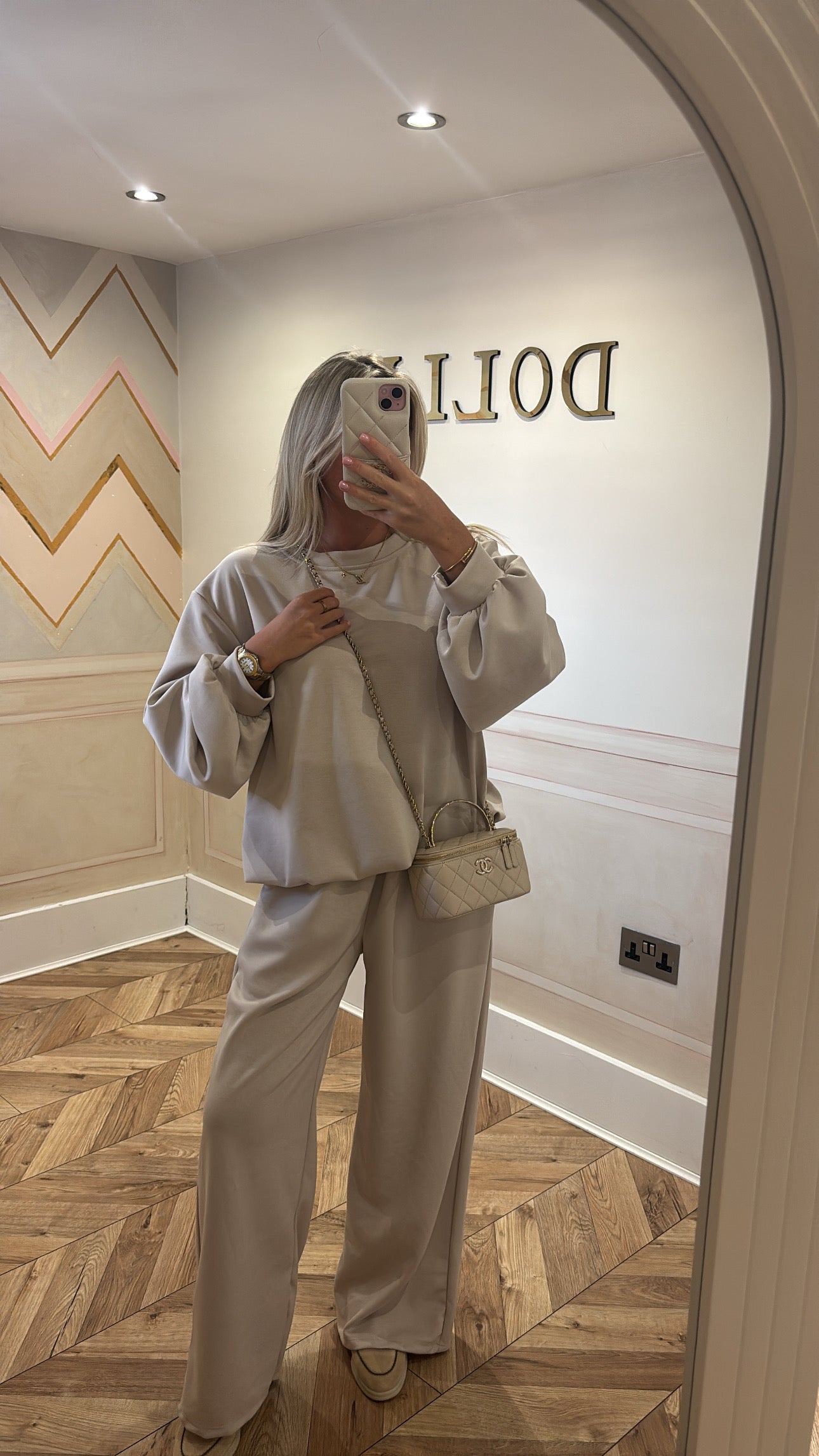 Ruched cuff flared lounge set