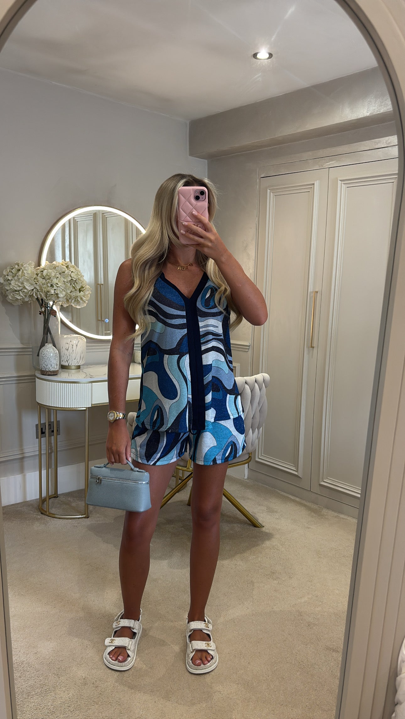 Pucci glitter vest short set