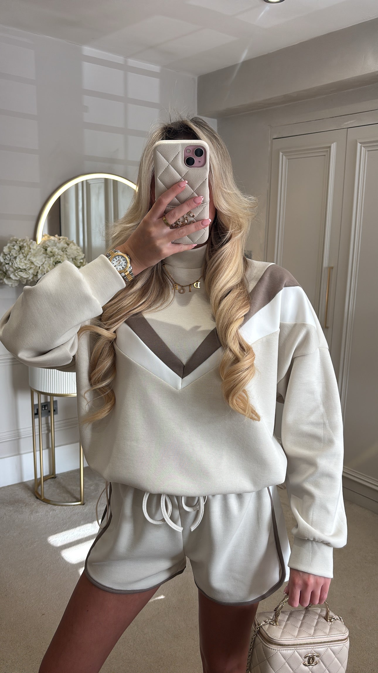 Stripe jumper short set