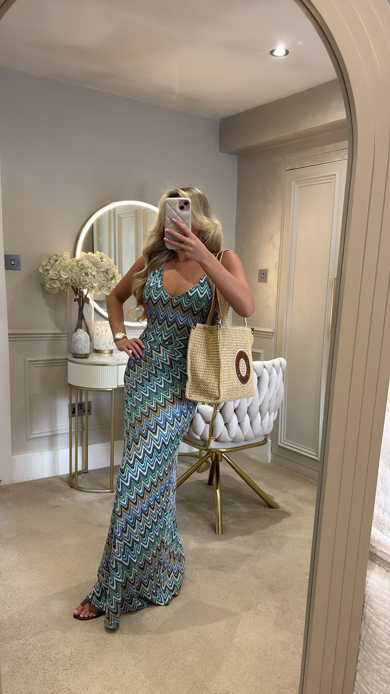 Zig zag backless maxi dress