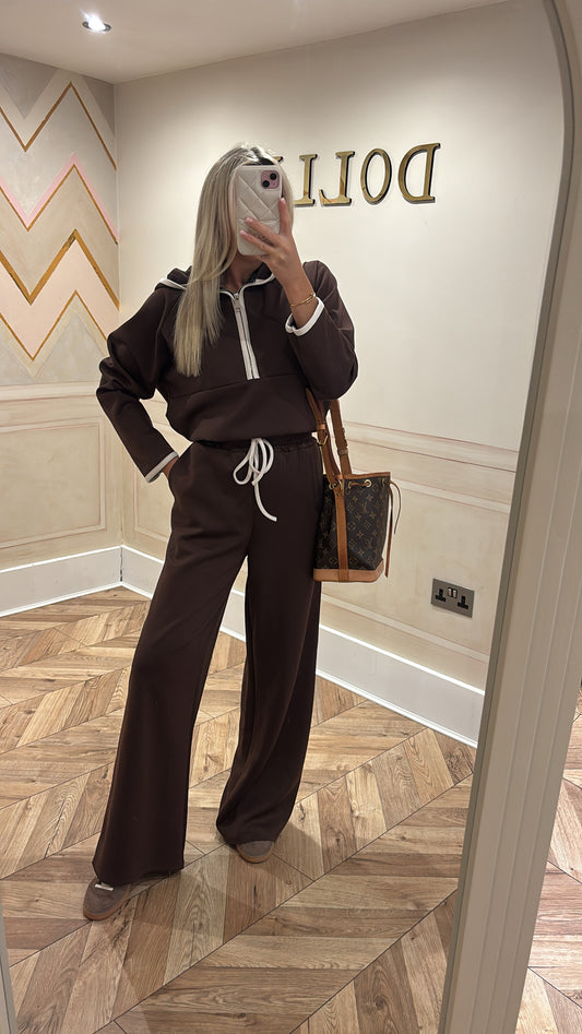 Quarter zip flared lounge set