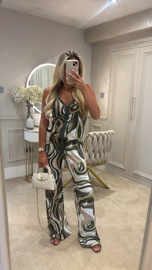 Glitter pucci vest trouser set