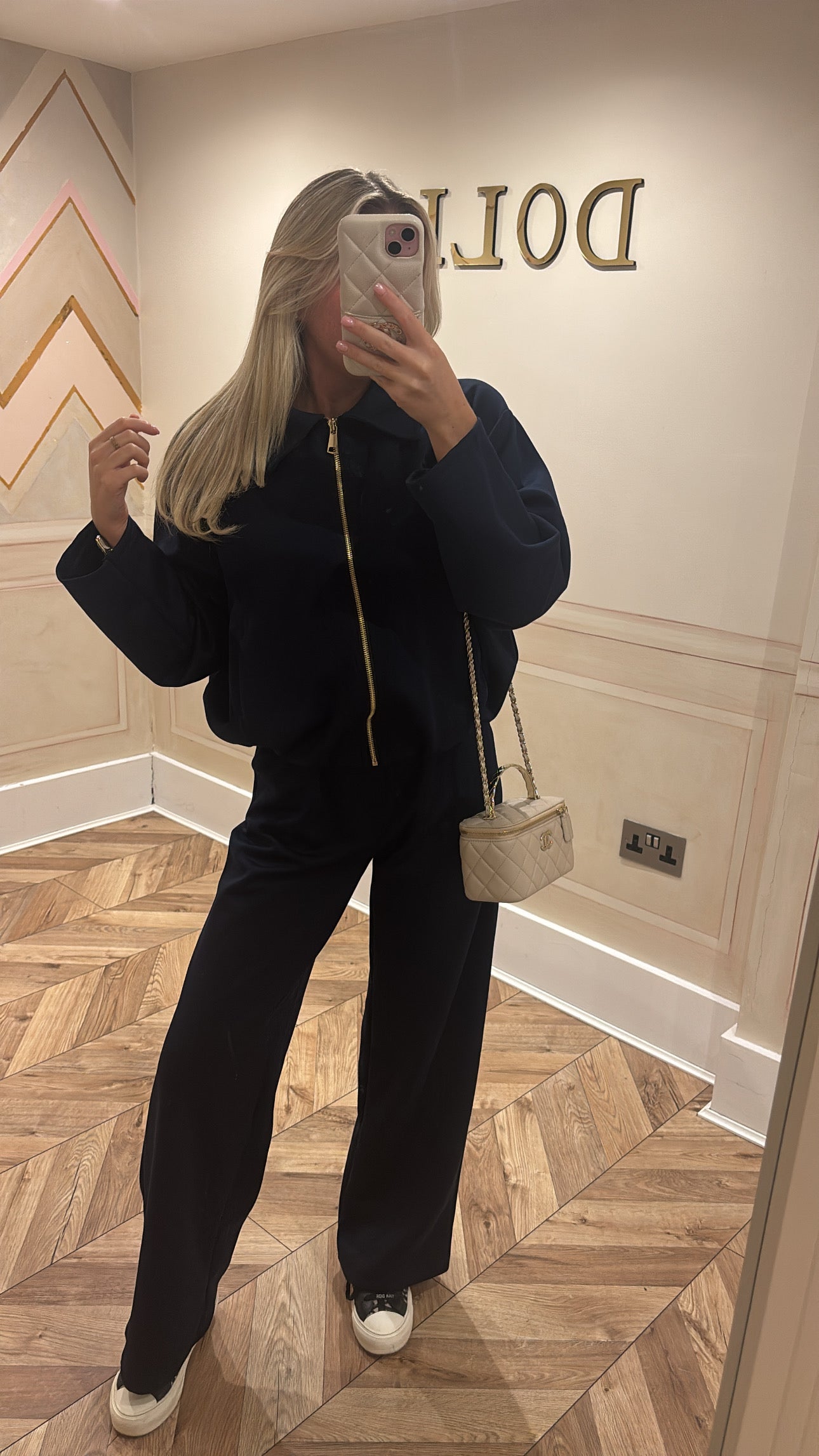 Gold zip jacket lounge set