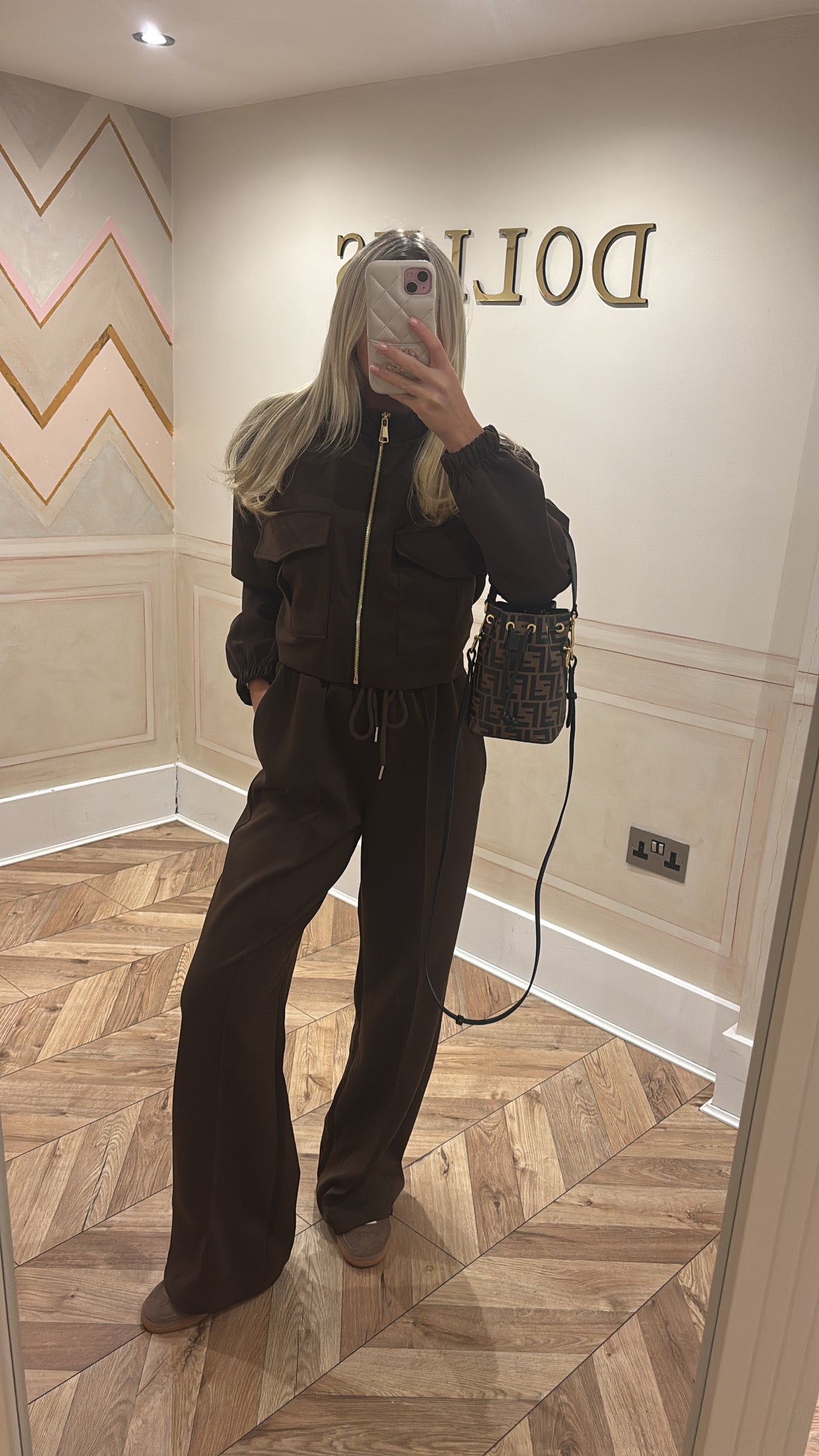 Pocket gold zip lounge set