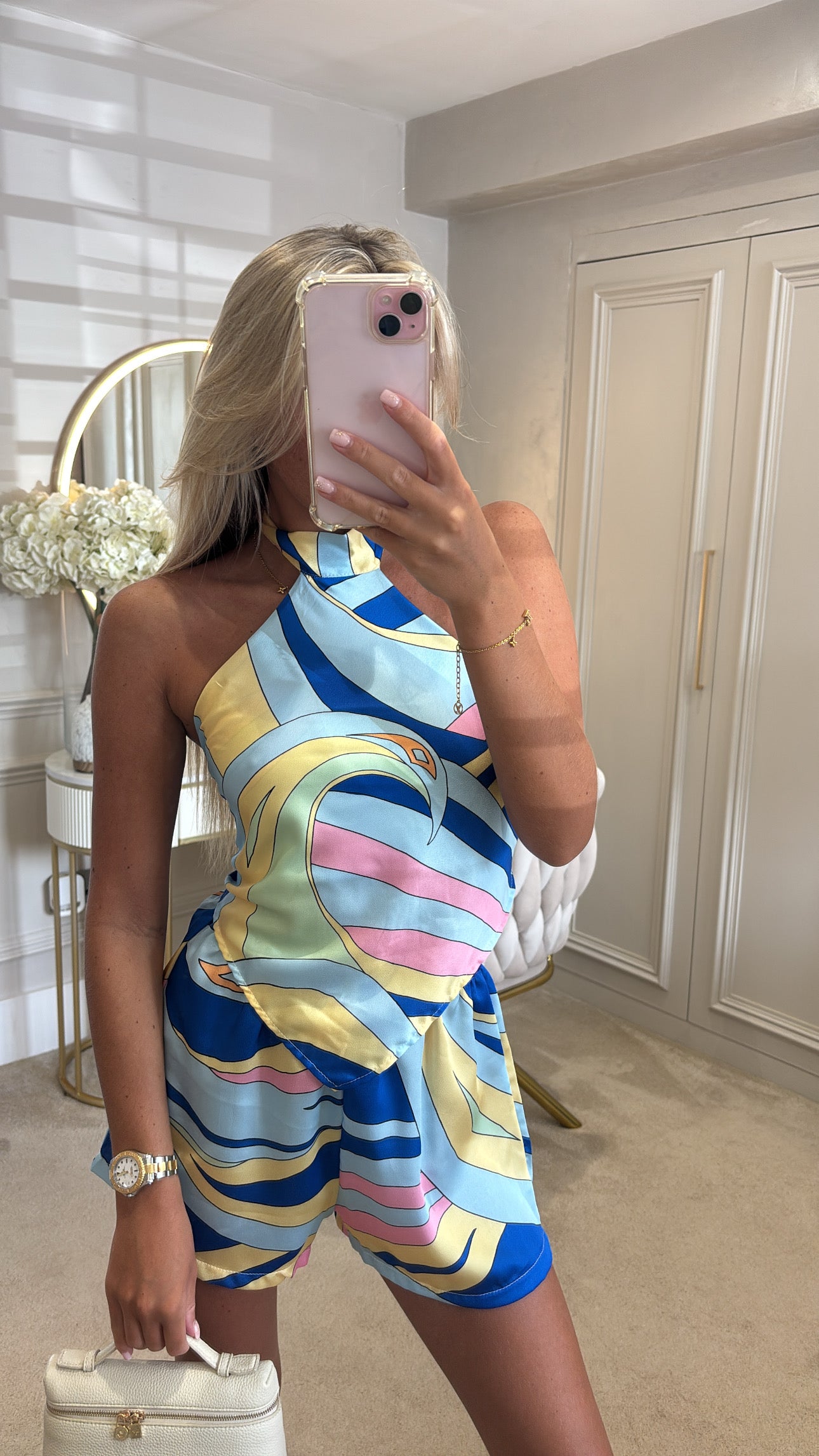 Silk halter neck short set
