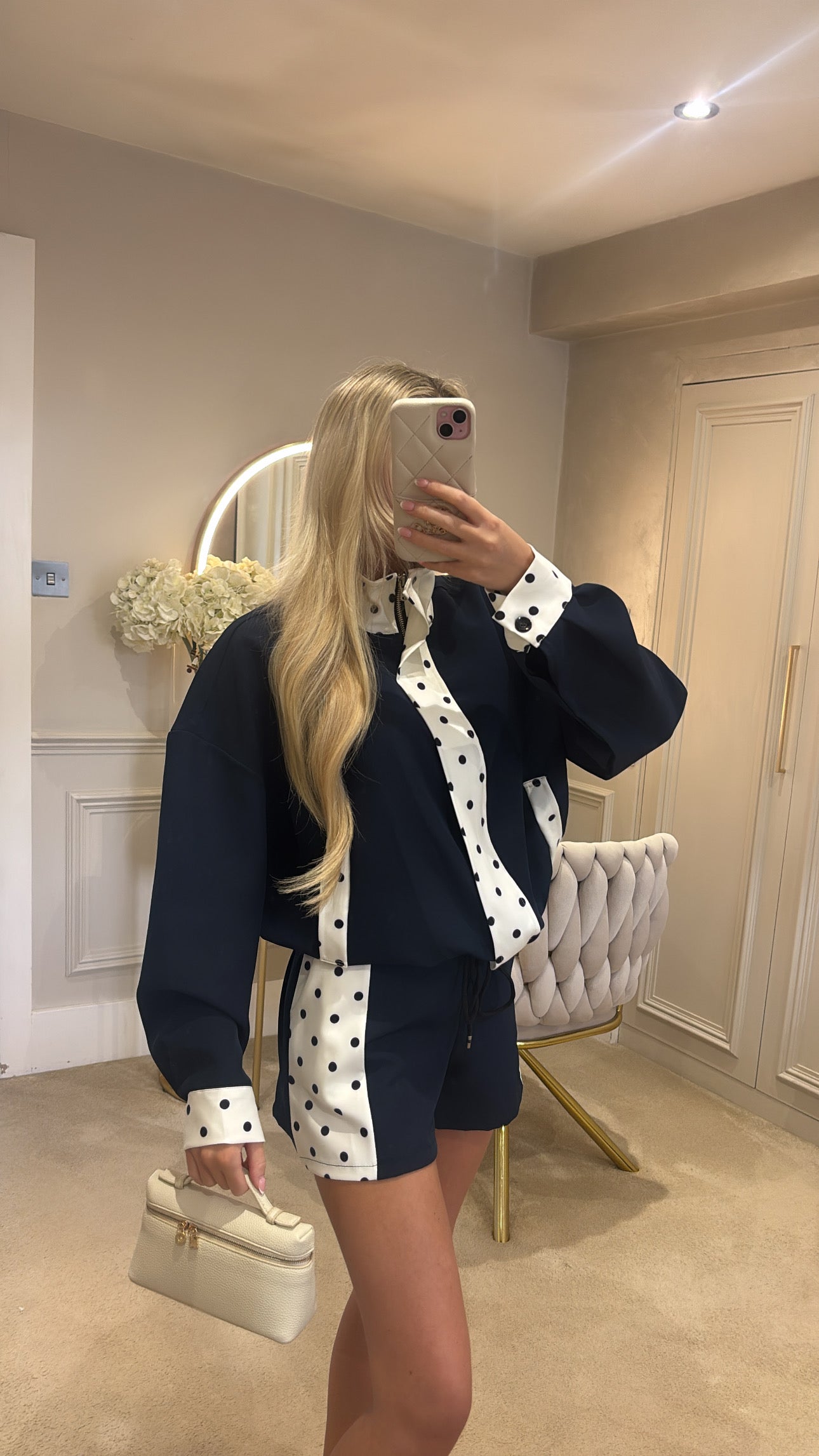 Polkadot trim jacket set