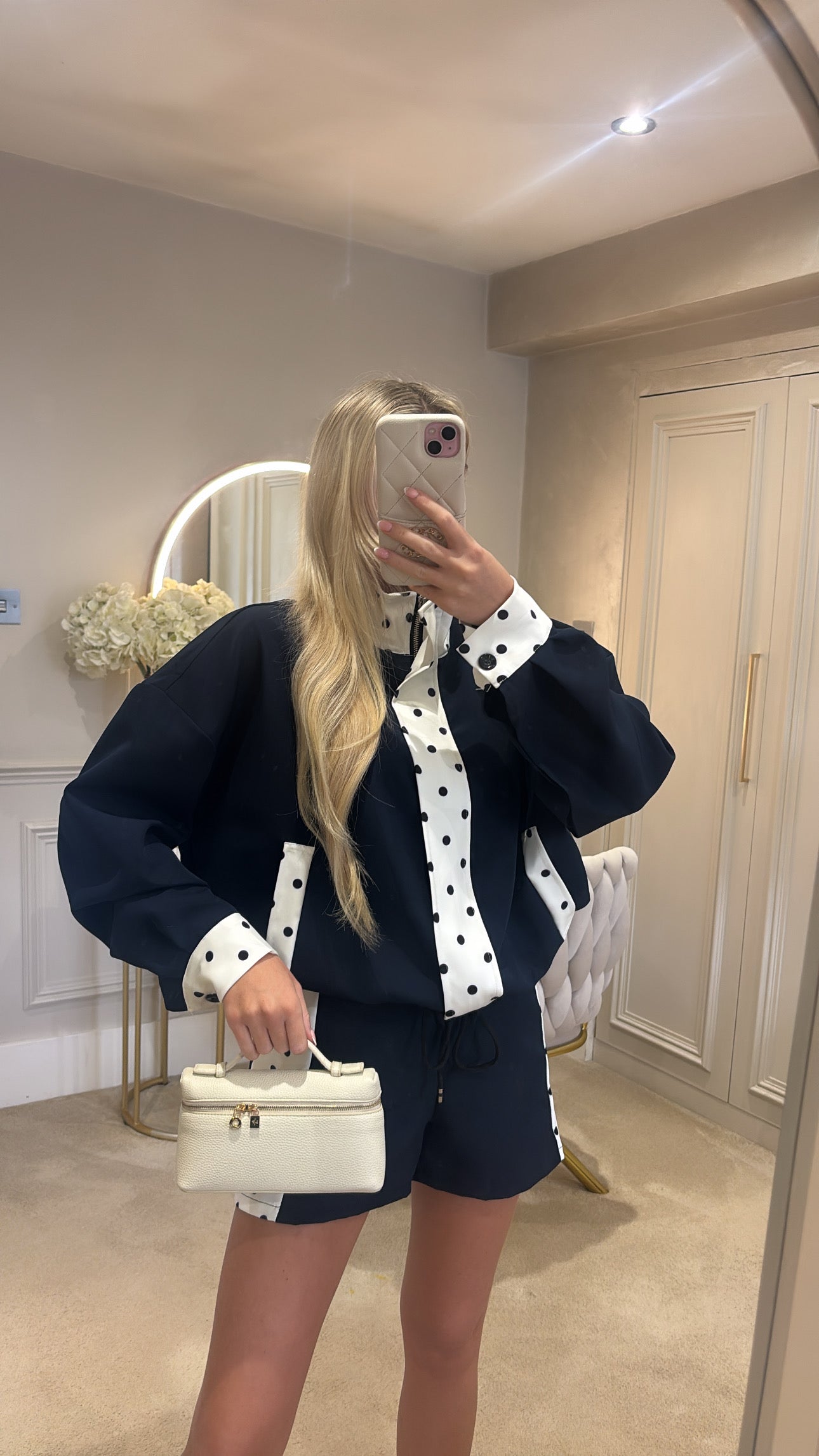 Polkadot trim jacket set
