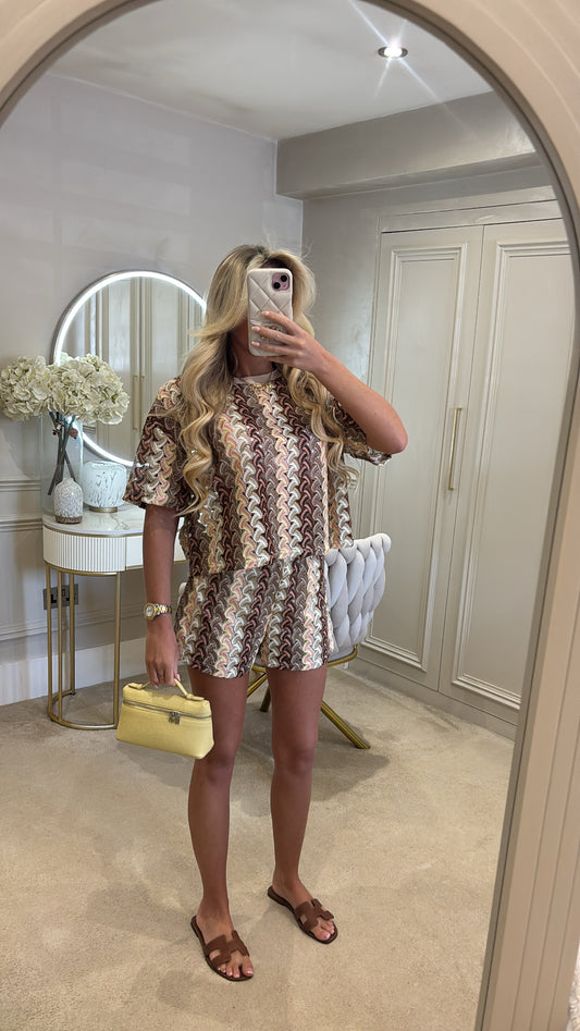 Pattern t-shirt short set