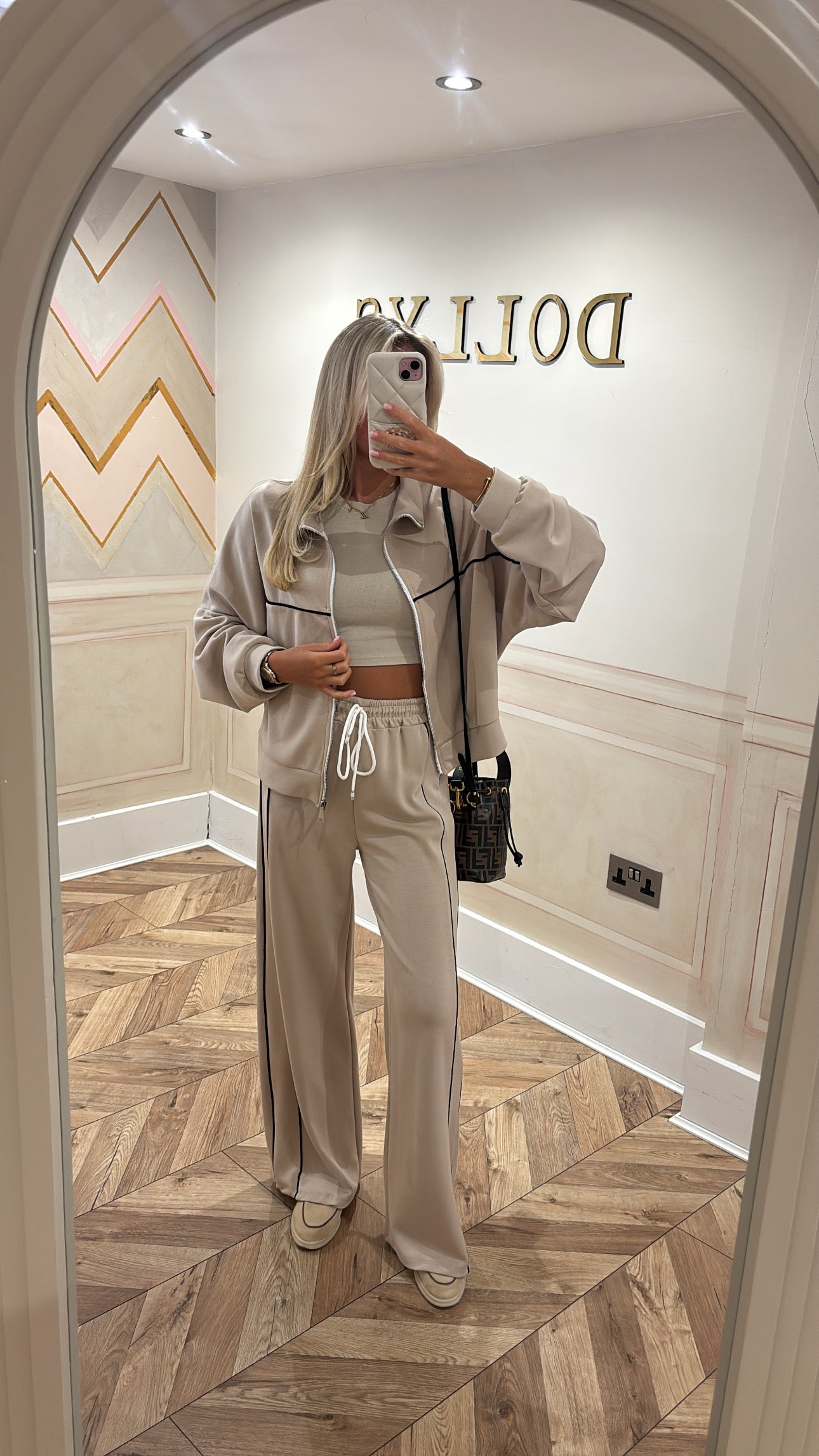 Stripe jacket flared lounge set